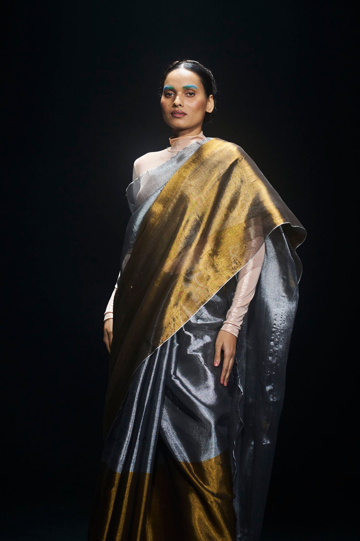 Tissue Saree in Gold and Silver