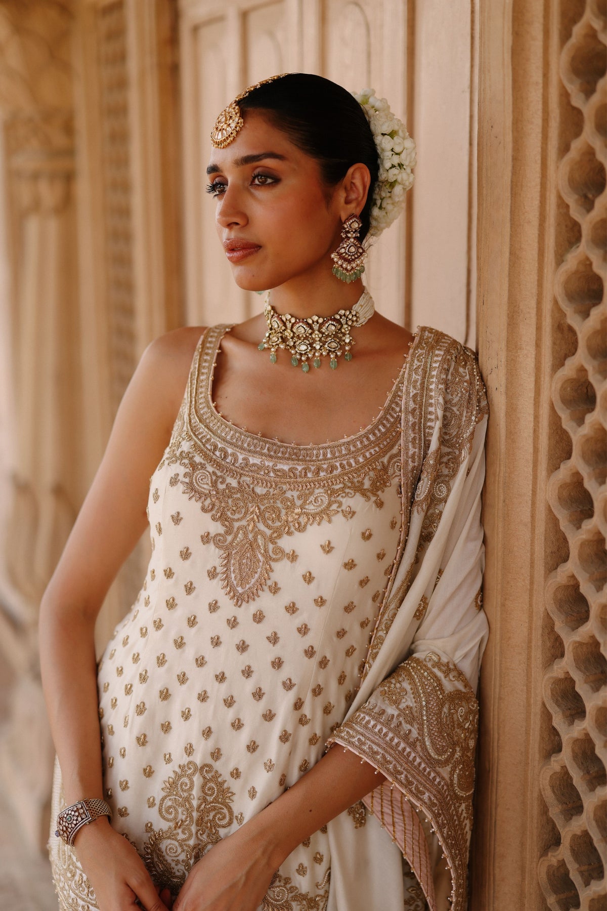 Shabnam Ivory Sharara Set
