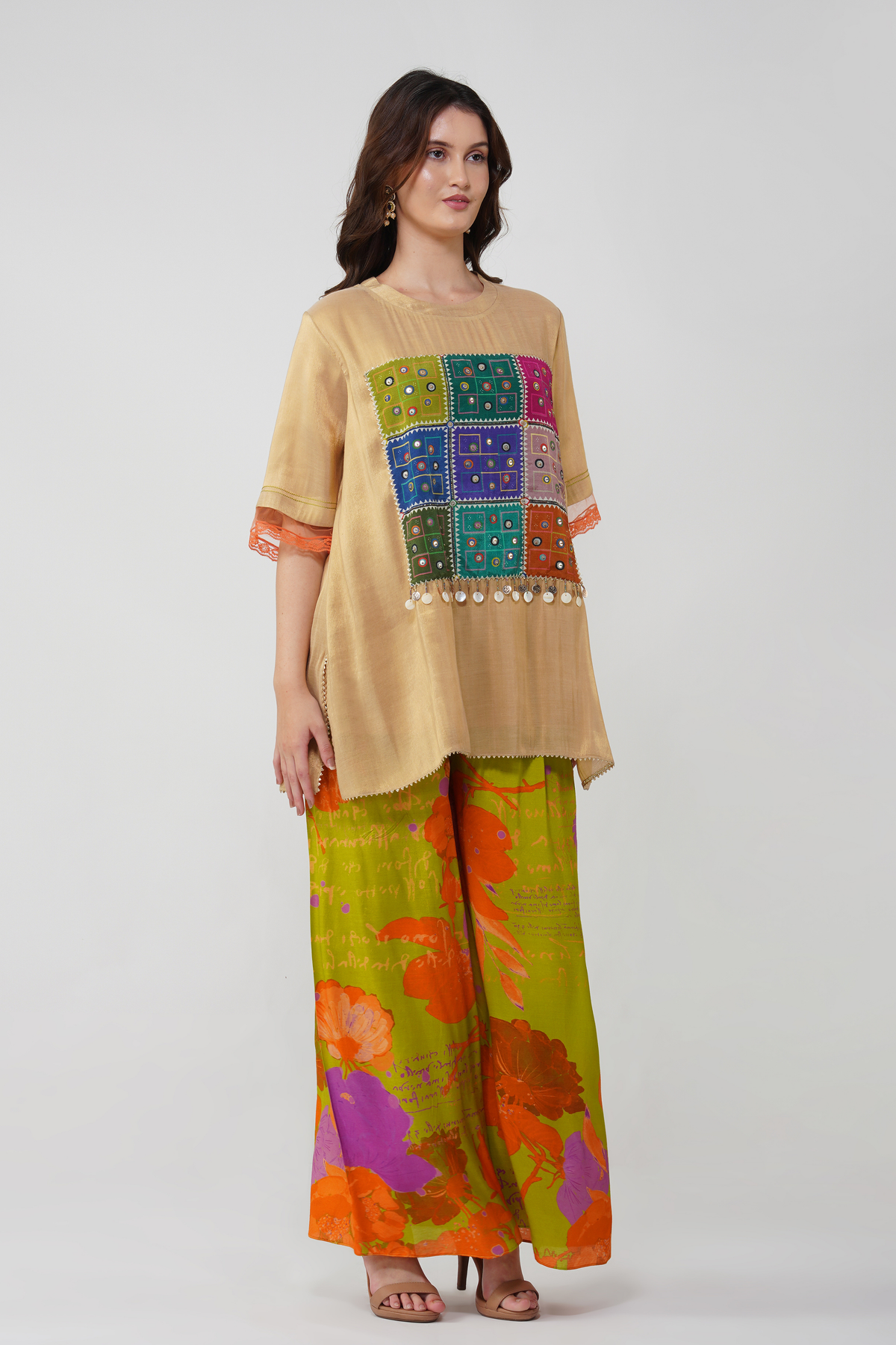 Floral Mirrorwork Top Set