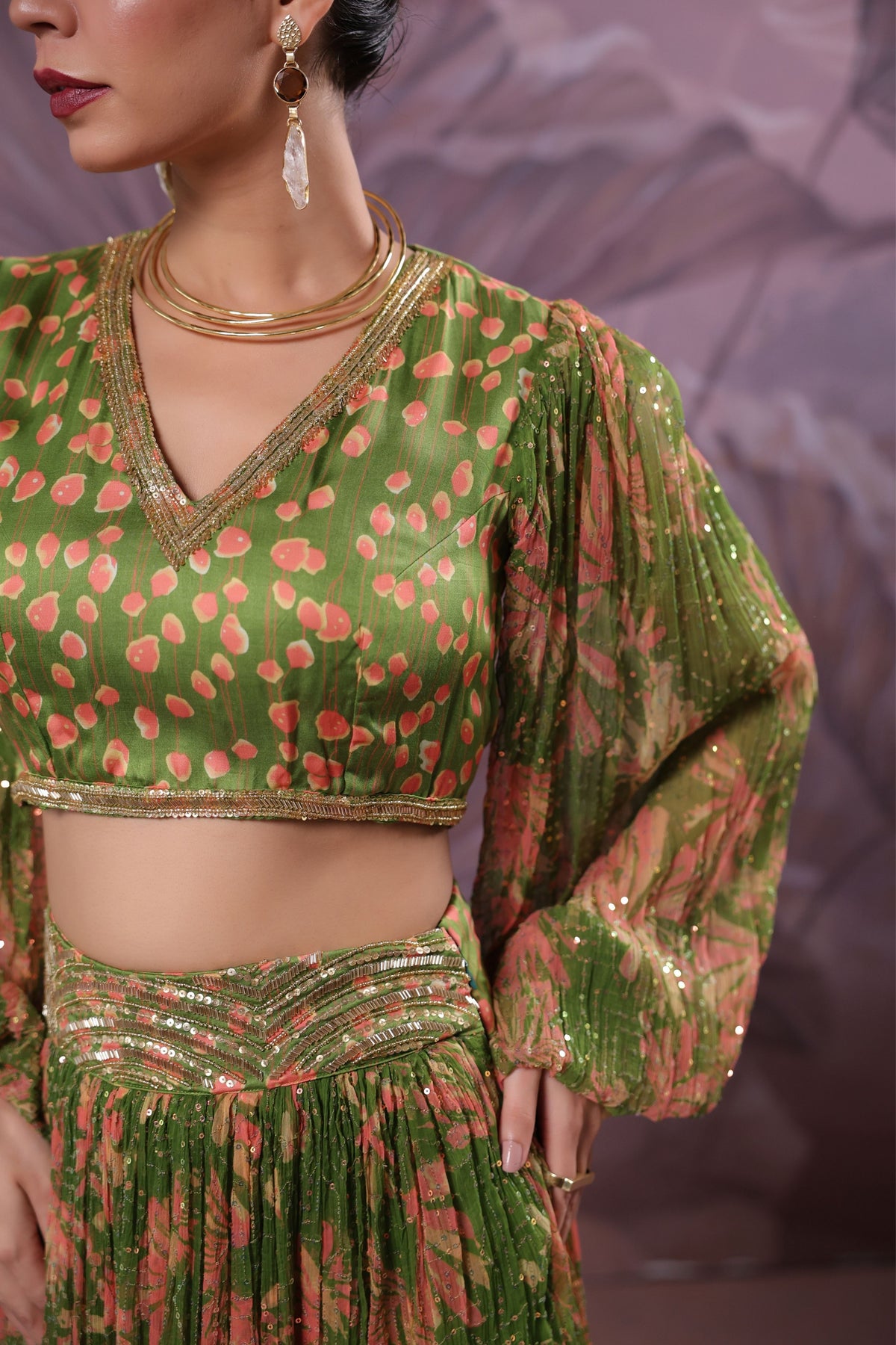 Avocado Phool Bazar Skirt Set