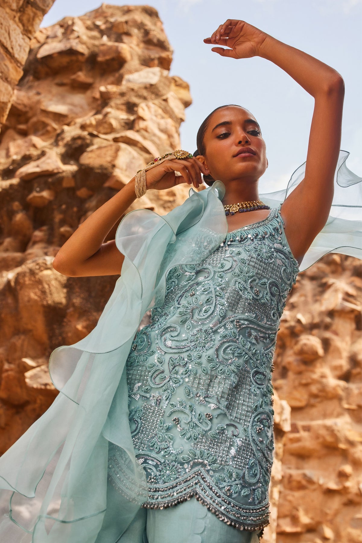 Aqua Sharara Set
