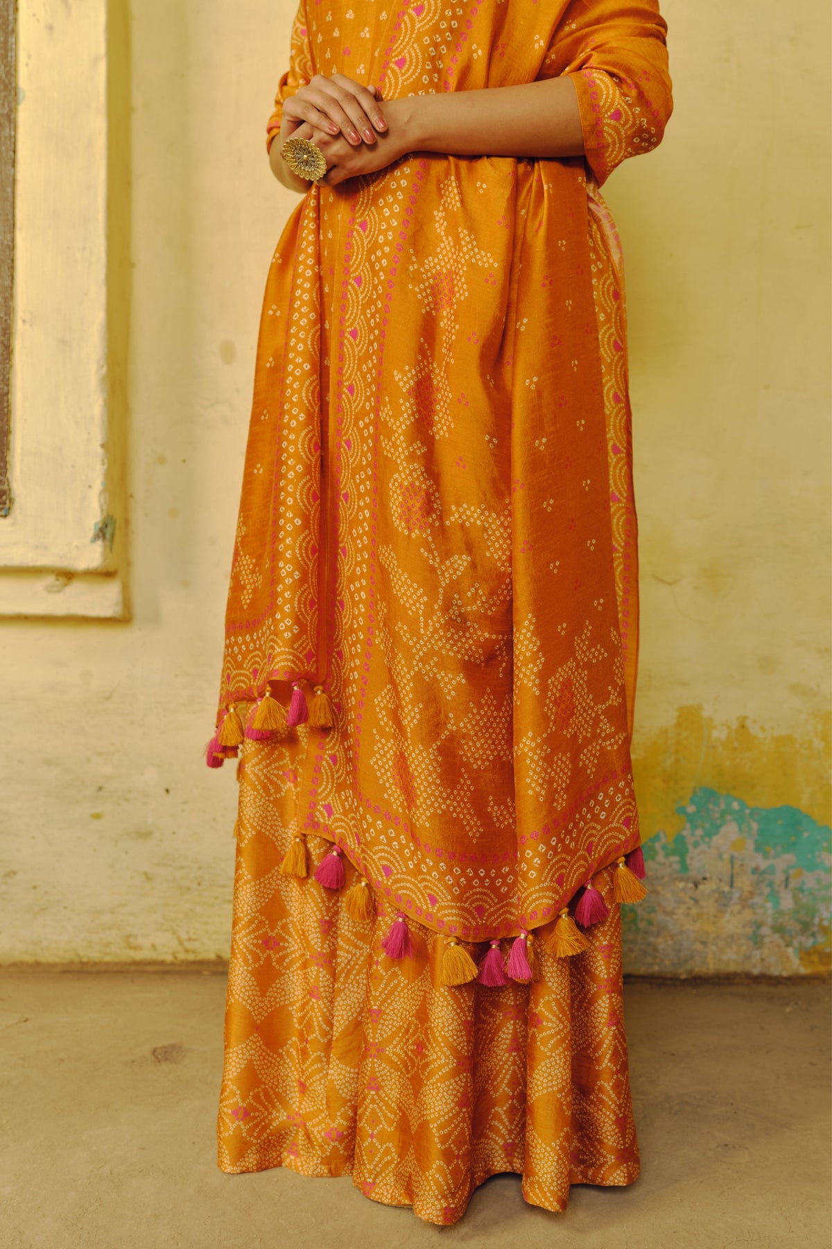 Mix Print Ochre Kurta Set