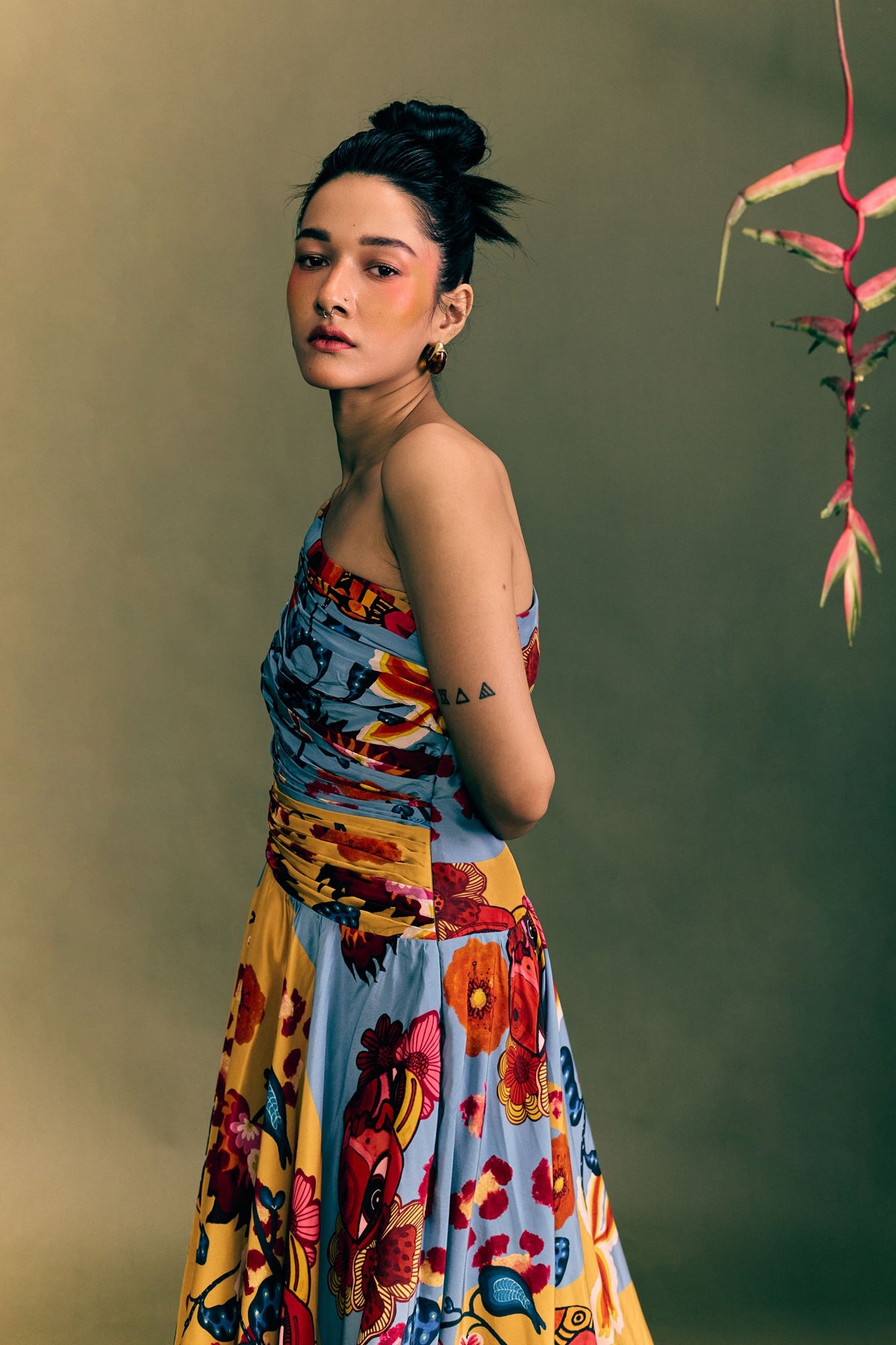 Wildbloom Printed  Long Dress Pleated