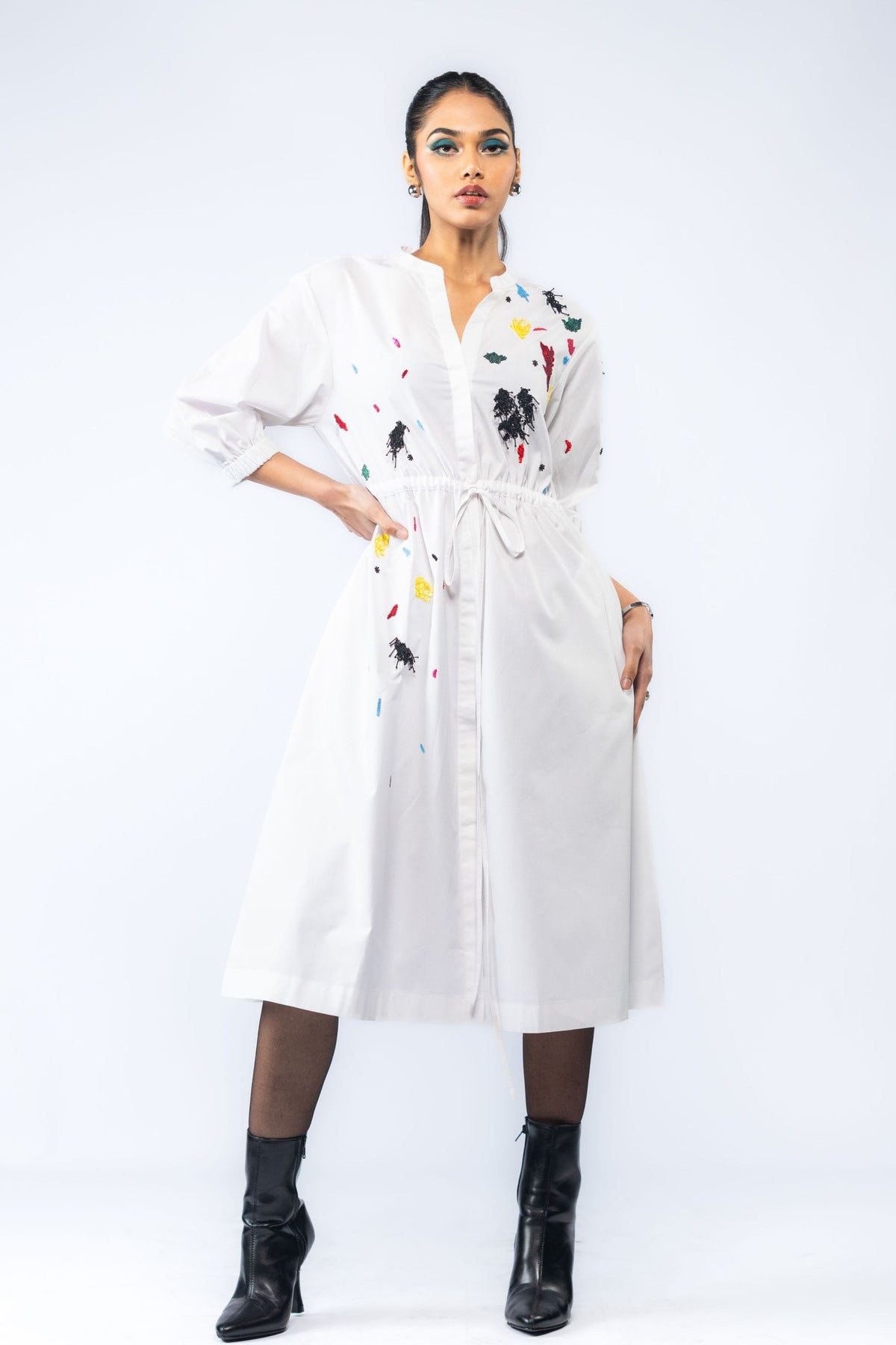 Elara Embroidered Long Dress