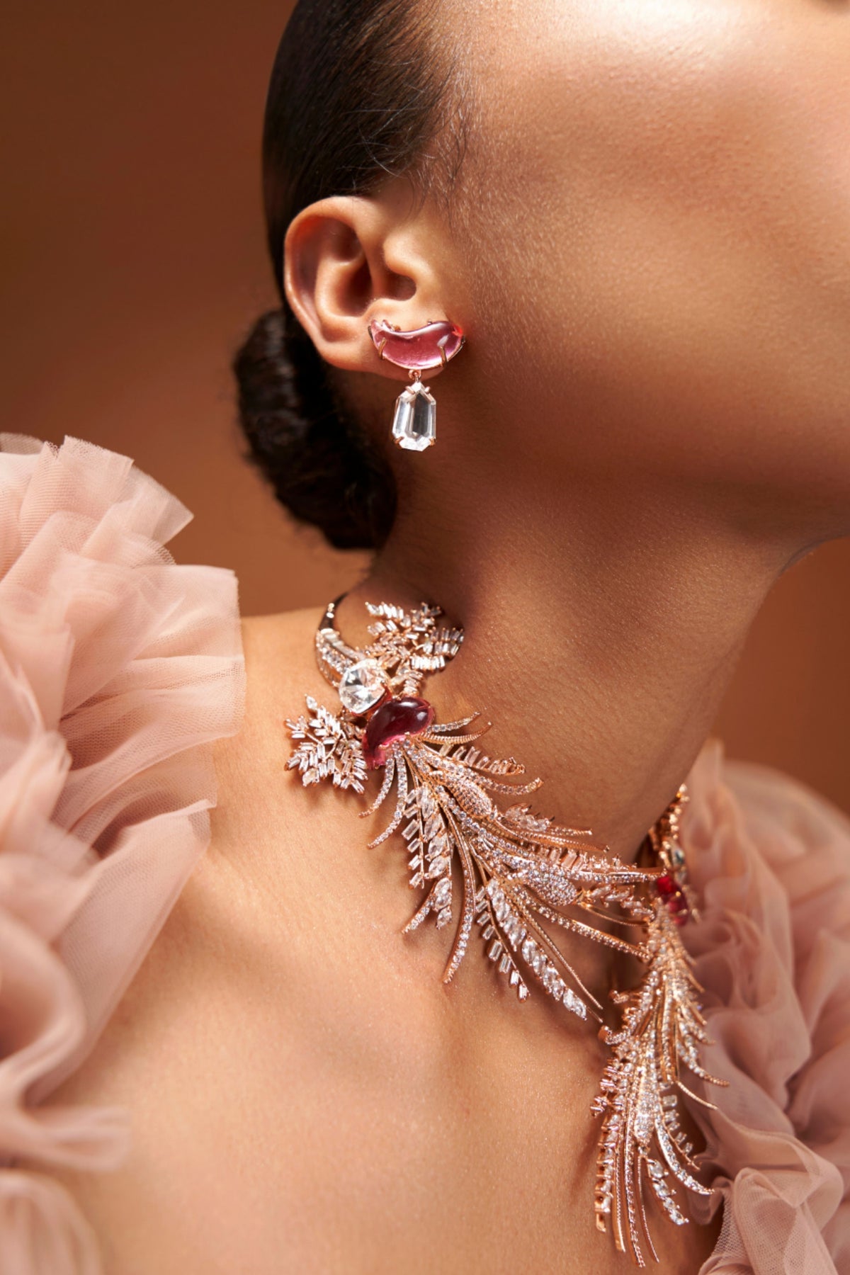 Le Cleo Drop Earrings in Vintage Rose