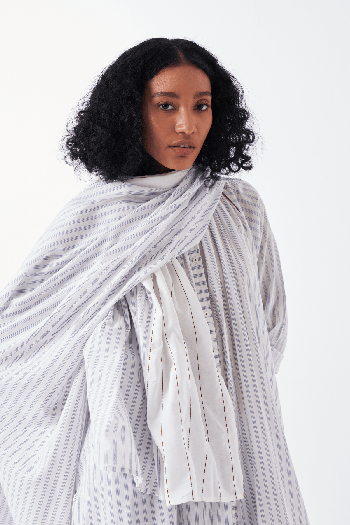 Panel Gather Neck Shirt Co-ord Set