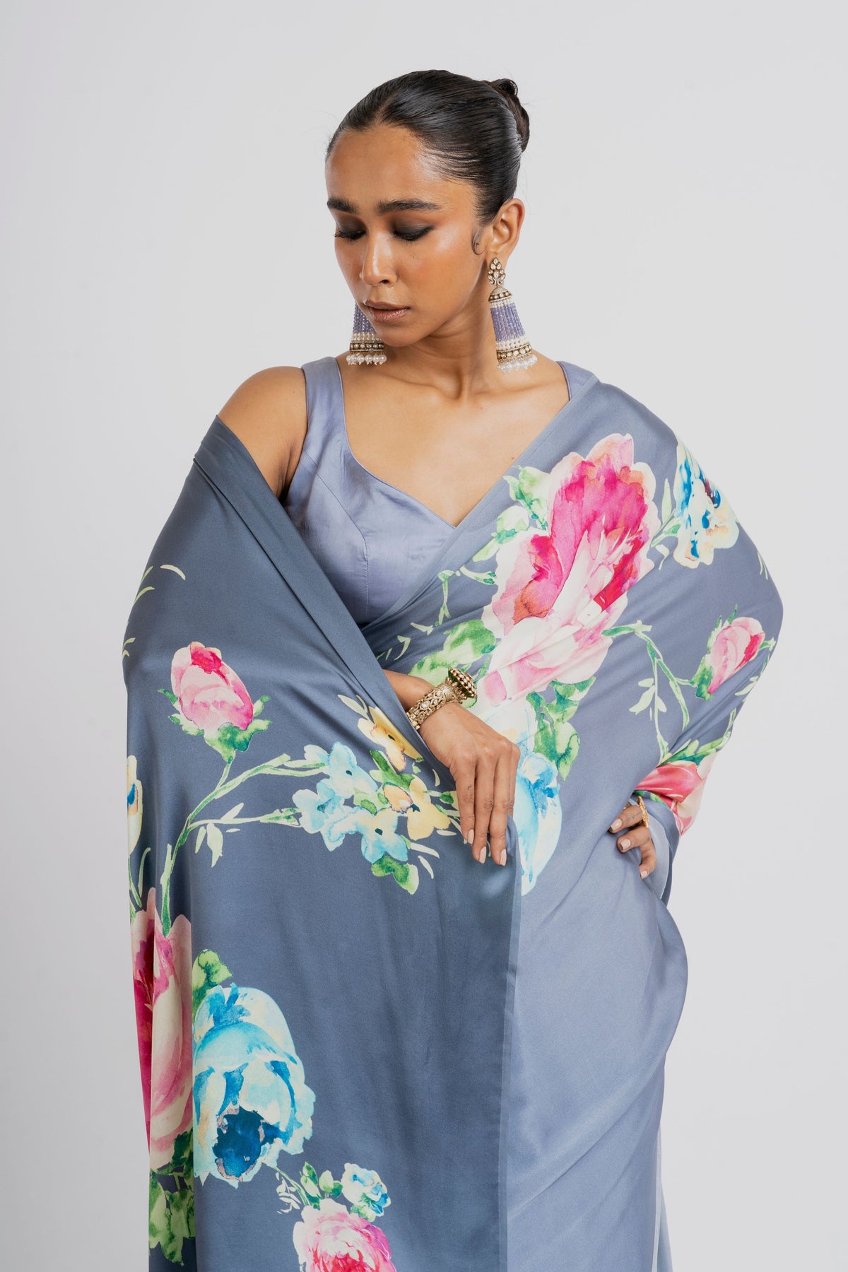 Shyla Saree in French Grey