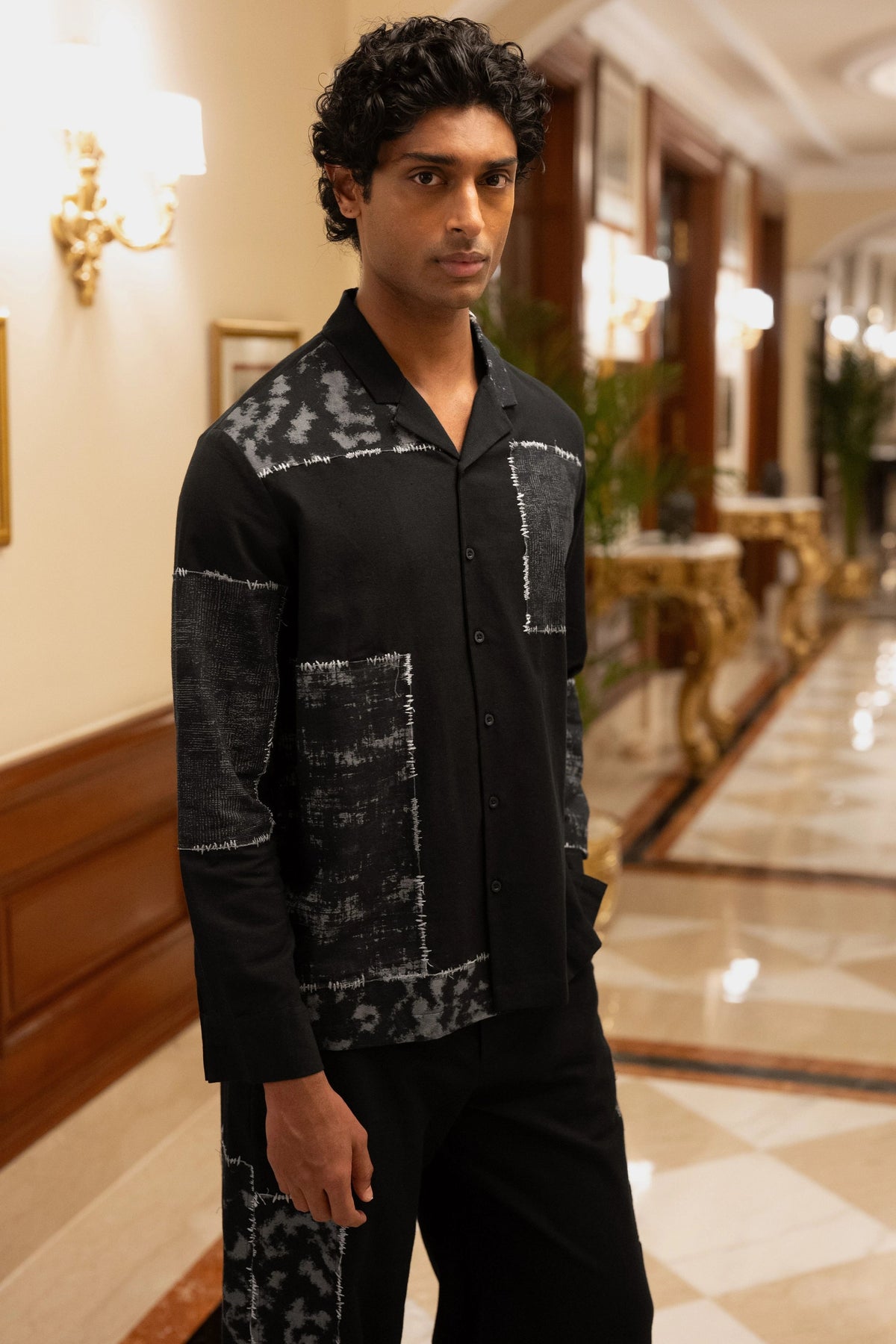 Linen Patchwork Applique Shirt & Pants