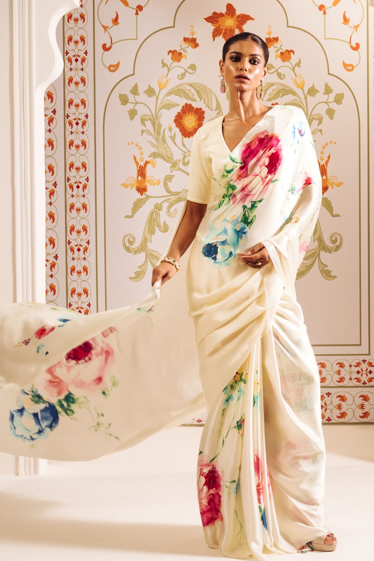 Shyla Saree in White