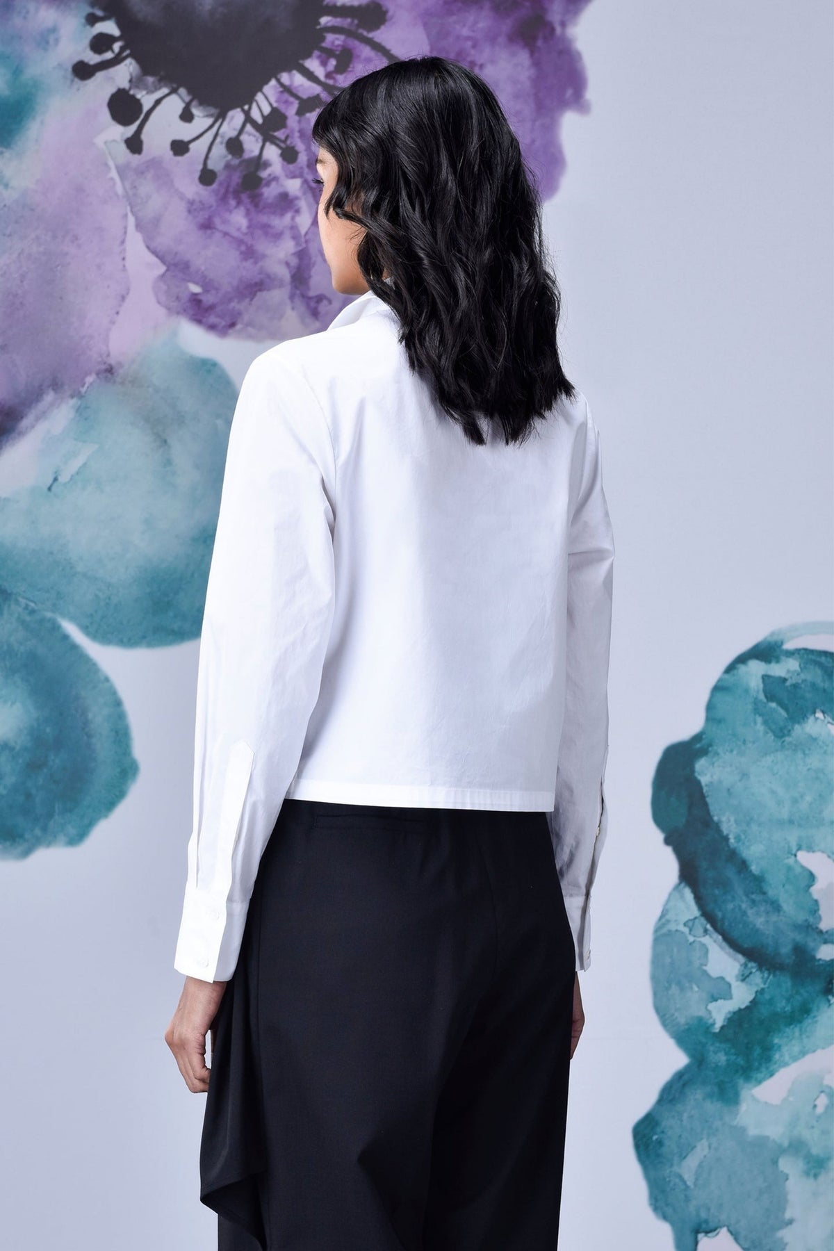 Cotton Lace up Shirt White