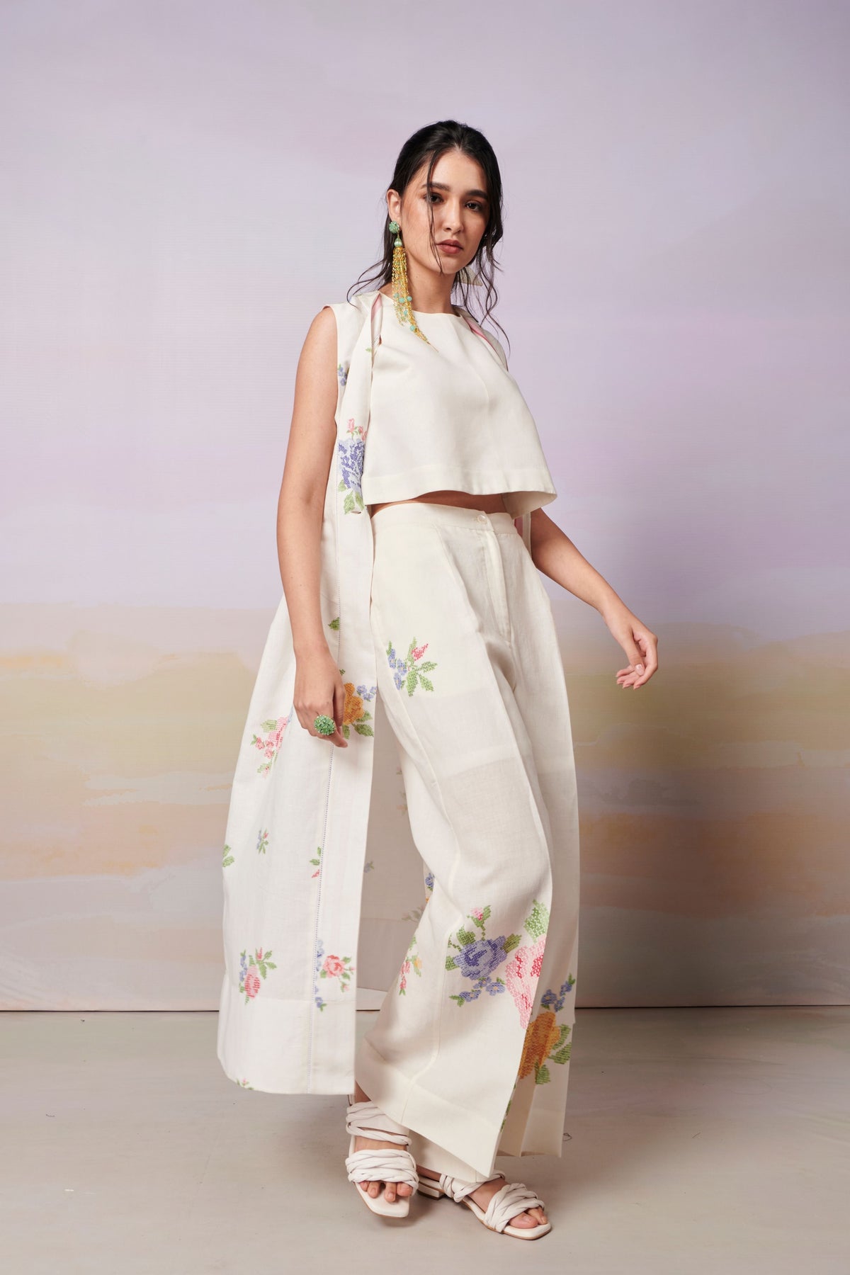 Summer Rose Sleeveless Overlay Co-ord Set