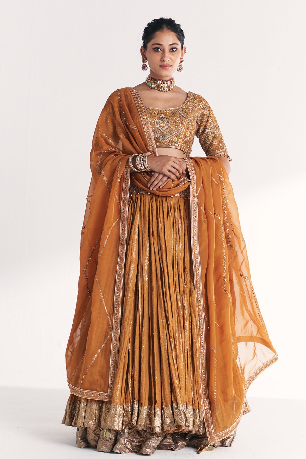 Sunheri Mustard Lehenga