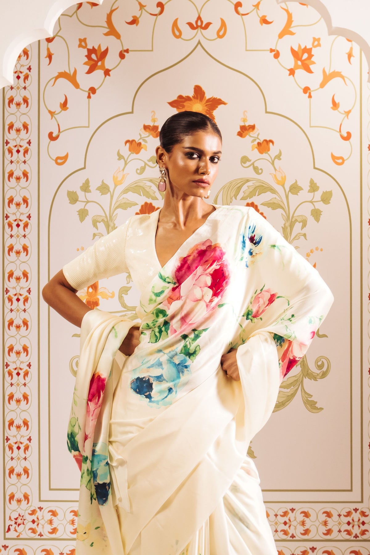 Shyla Saree in White