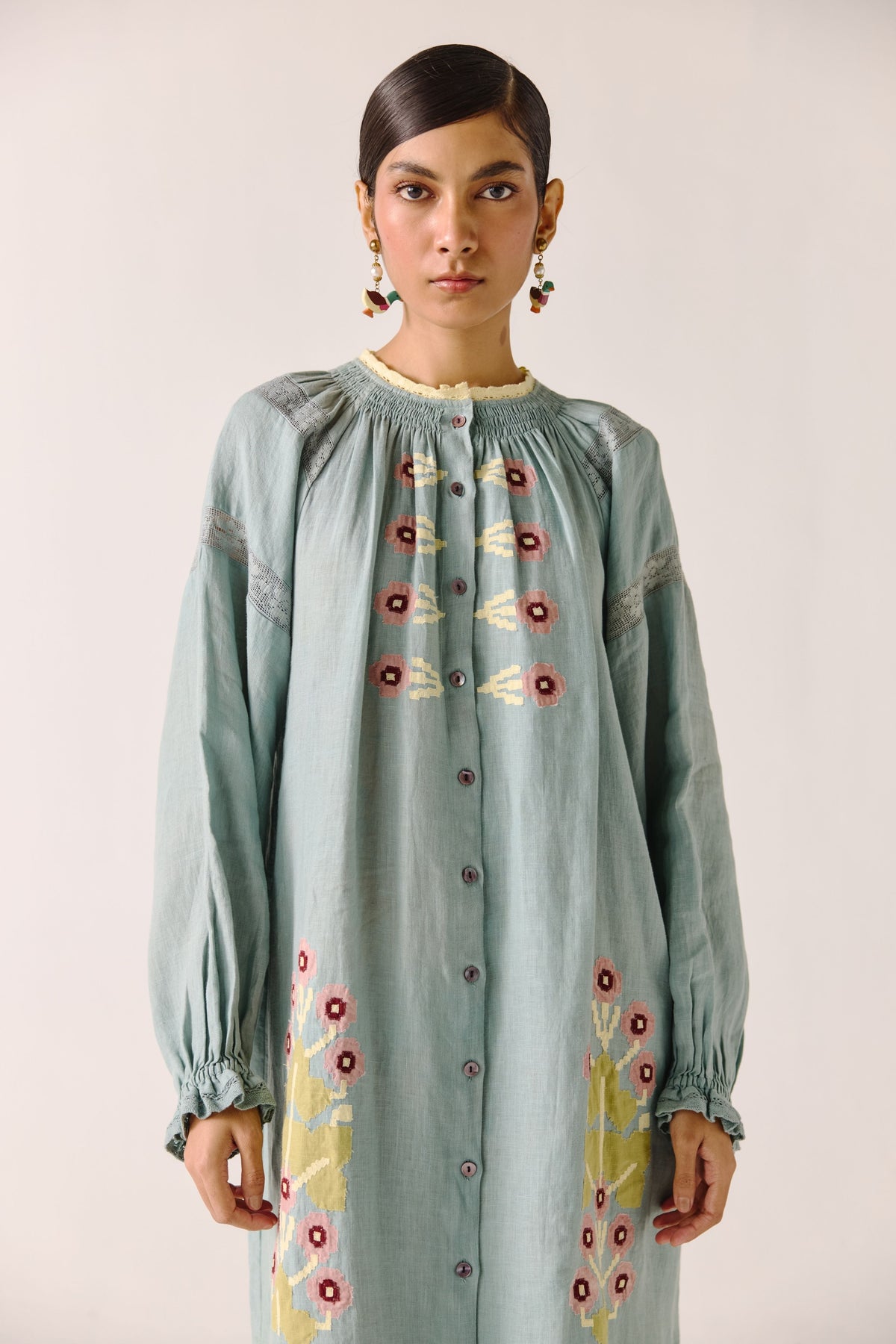 Pale Blue Pixel Applique Chloe Dress