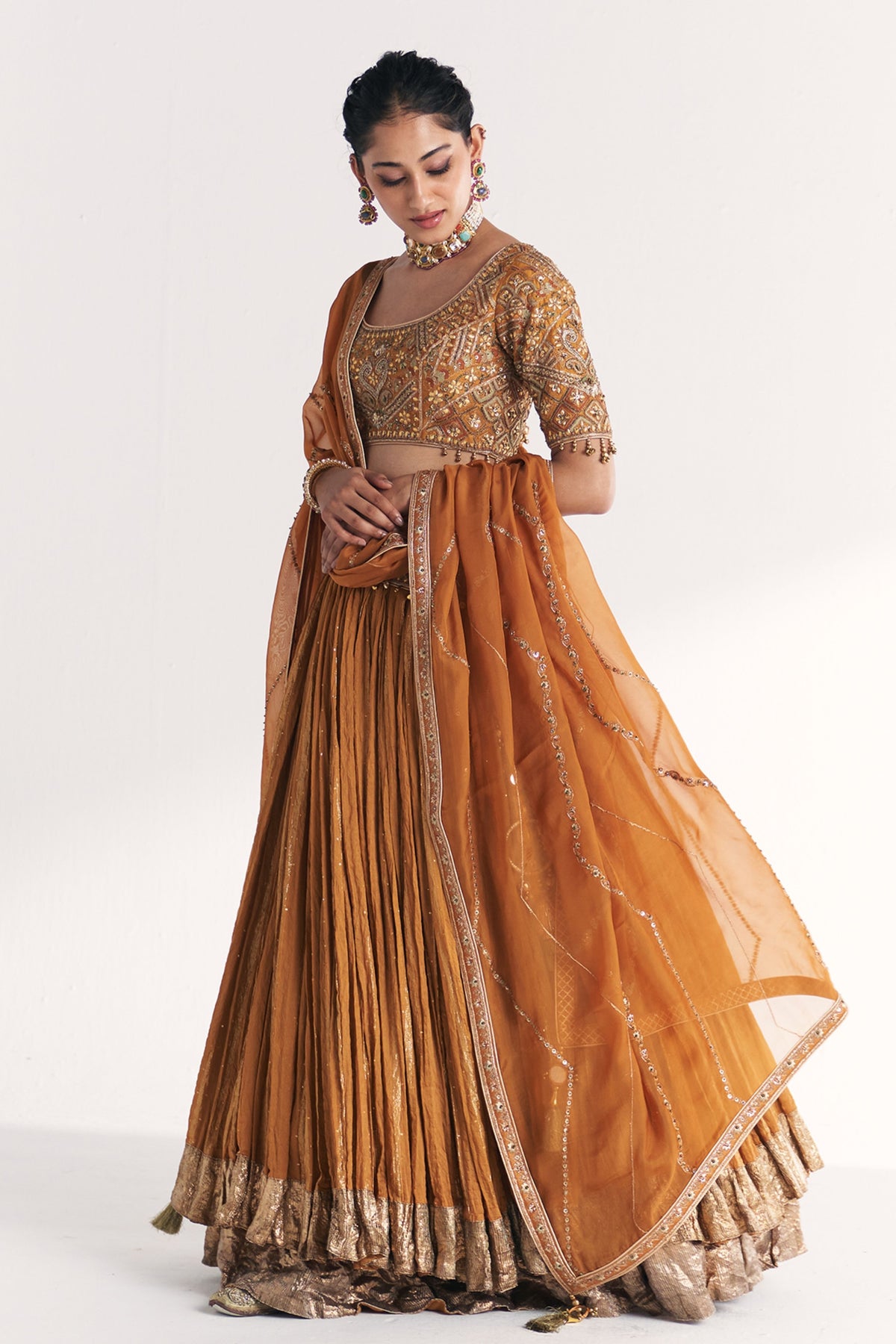 Sunheri Mustard Lehenga
