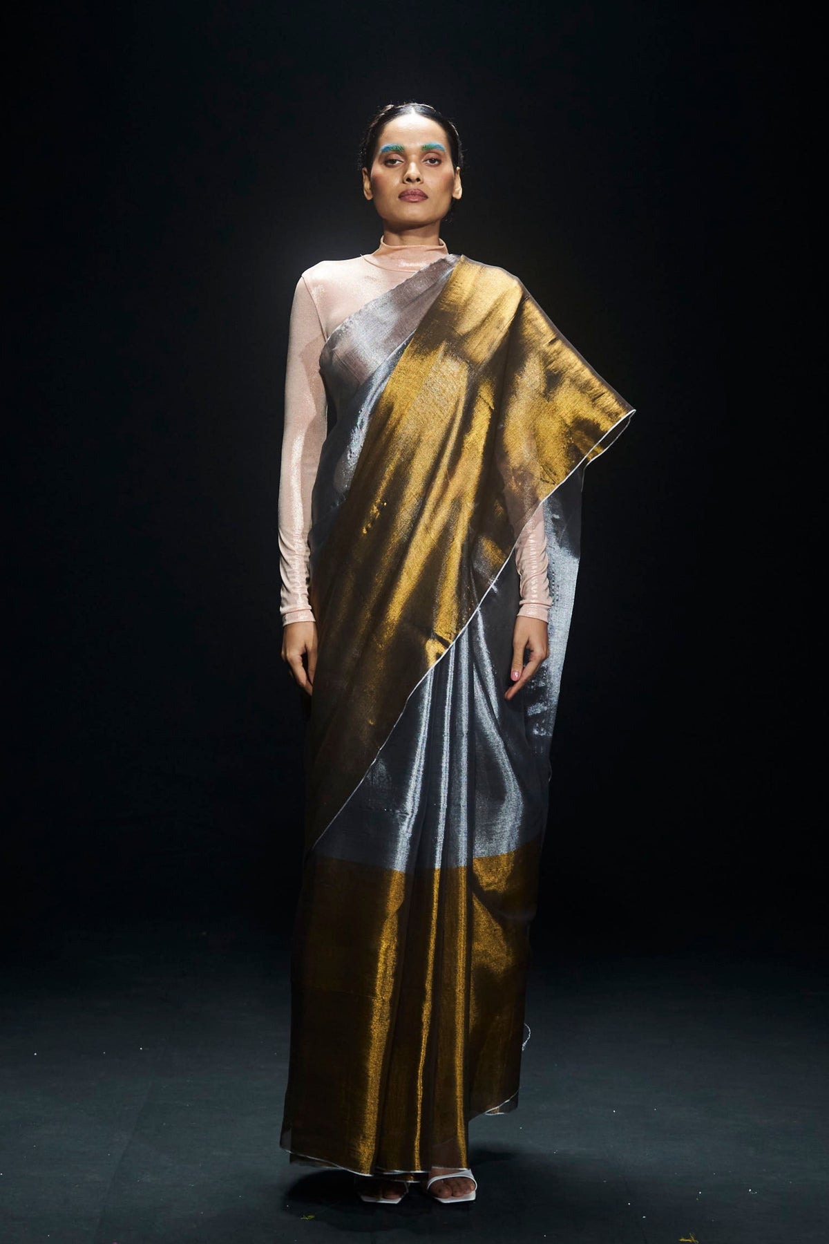 Tissue Saree in Gold and Silver