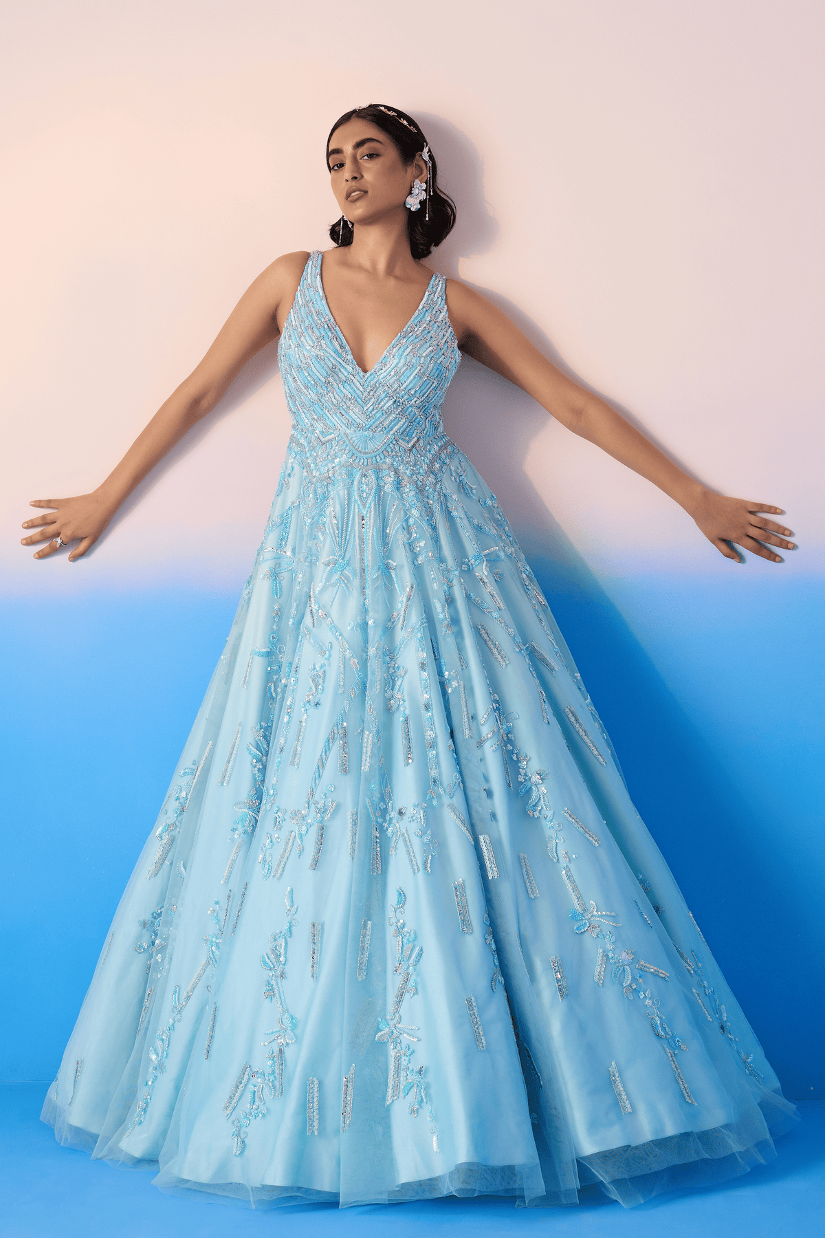 Sky Blue Embroirderd Gown
