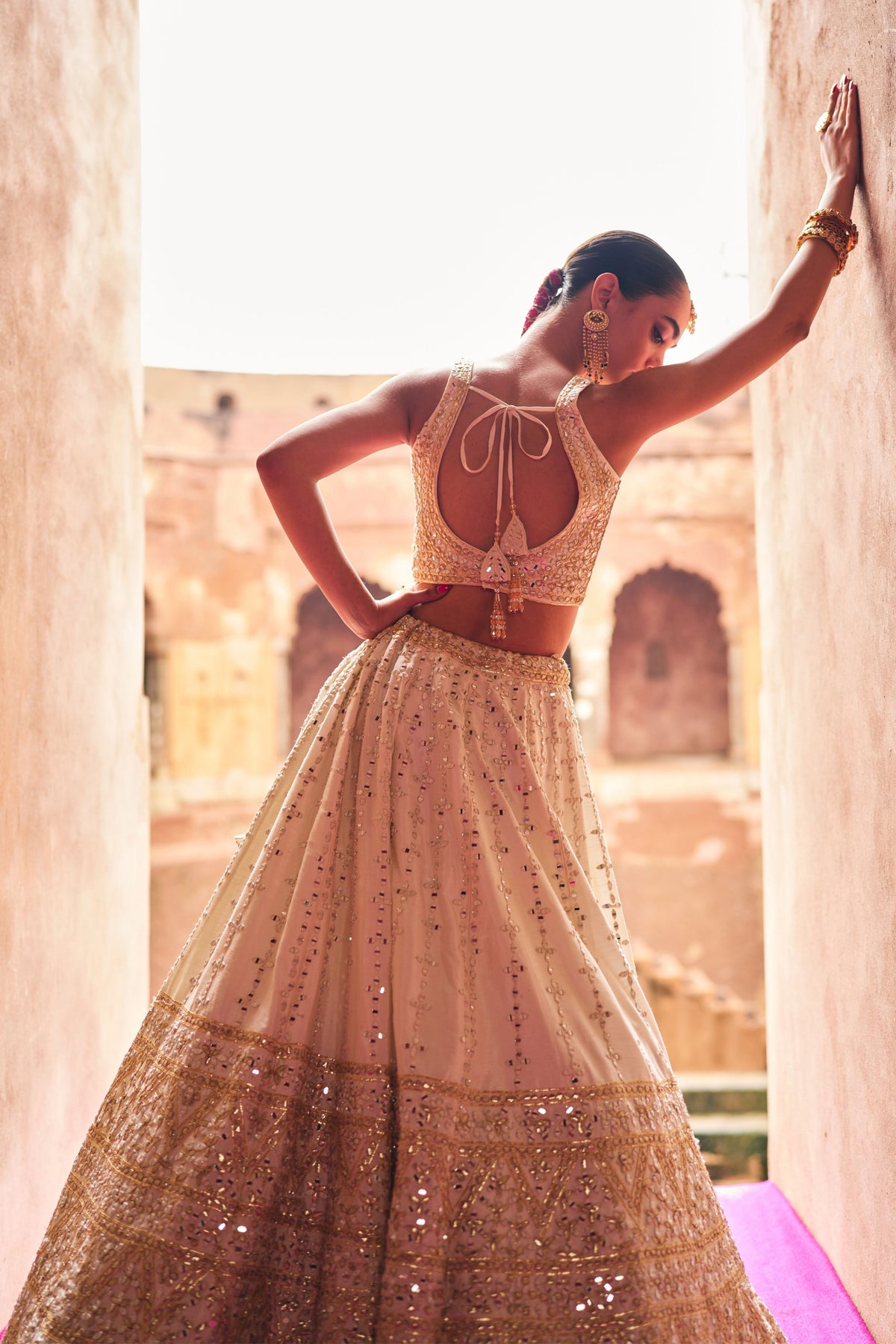 Ivory Raw Silk Lehenga Set