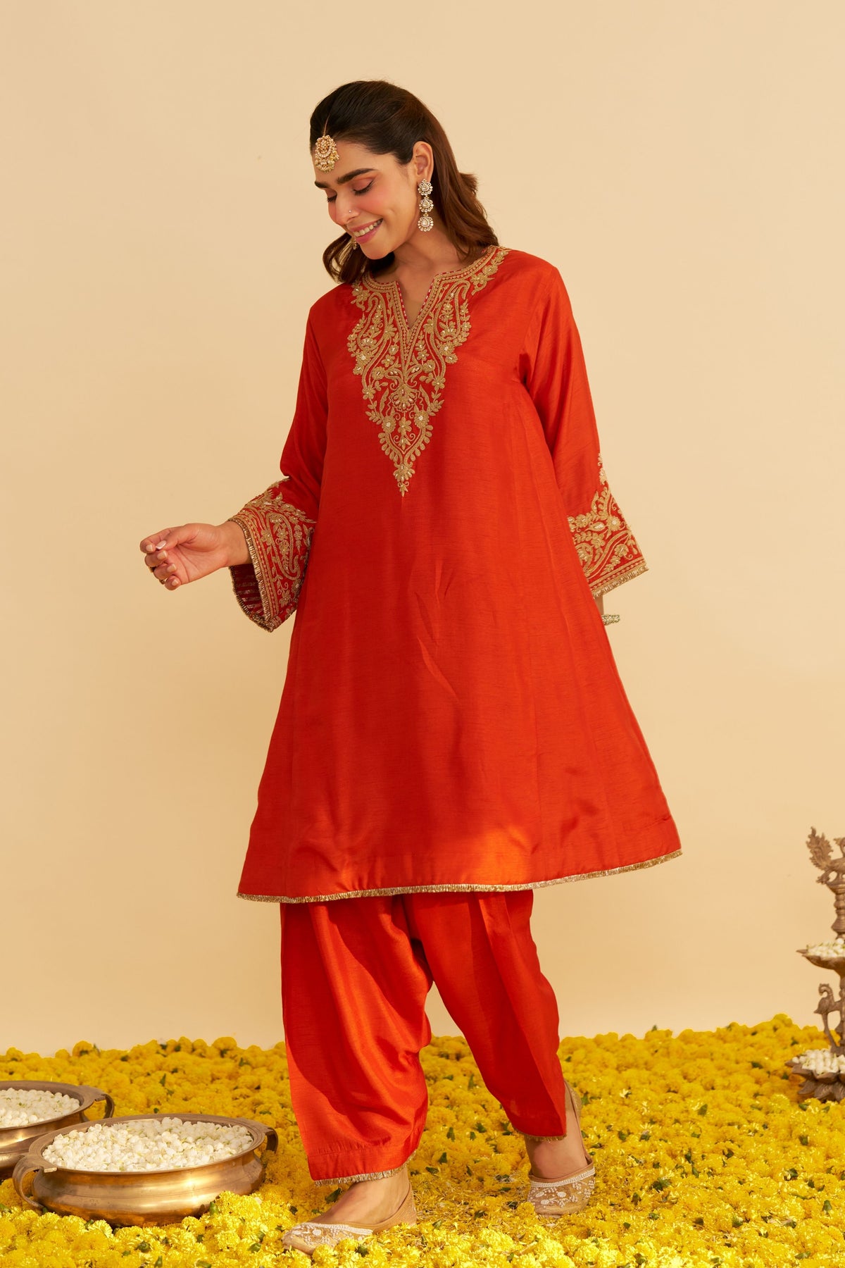 Marwa Orange Chauga With Salwar