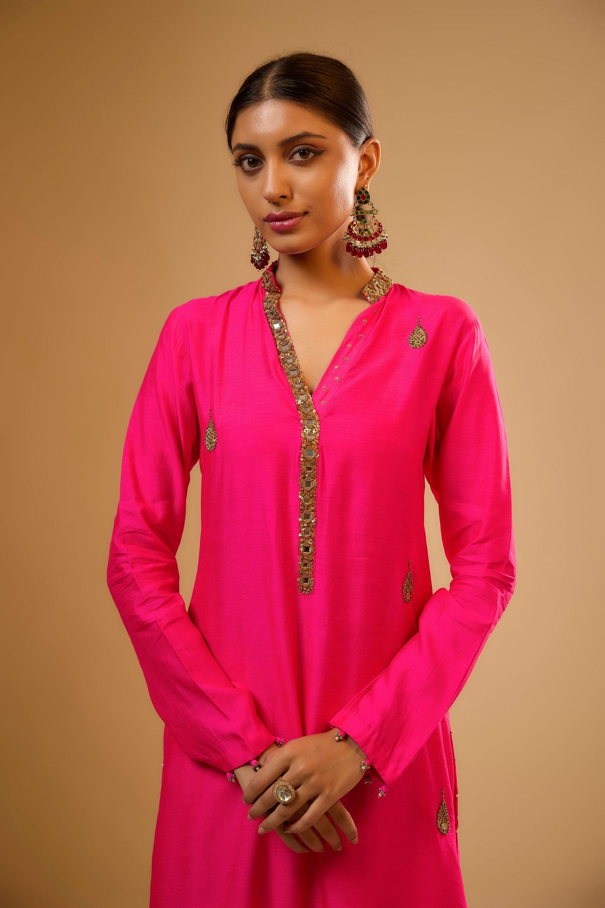 Hot Pink Applique Kurta Set