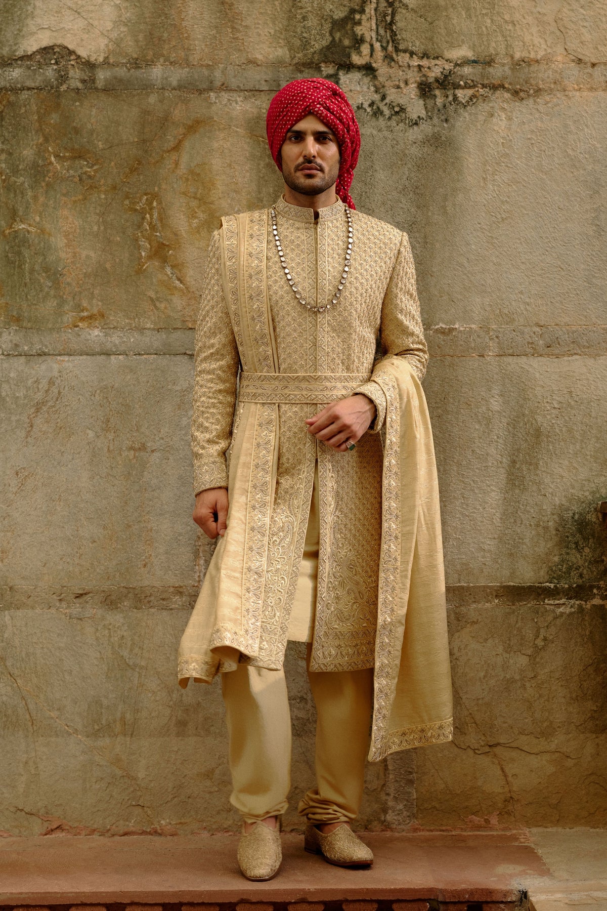 Gold Zardozi Sherwani Set