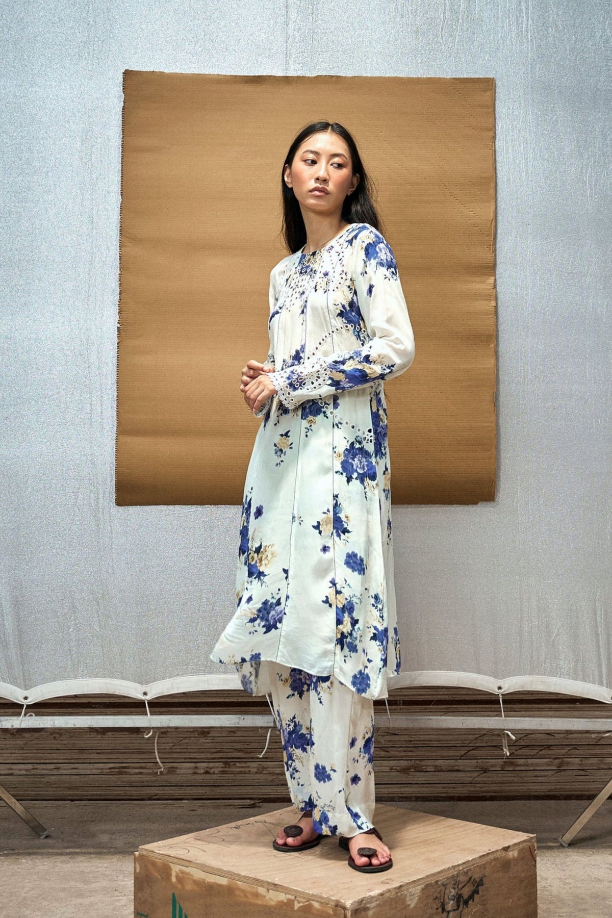 Ivory and Indigo Kurta Pant Set