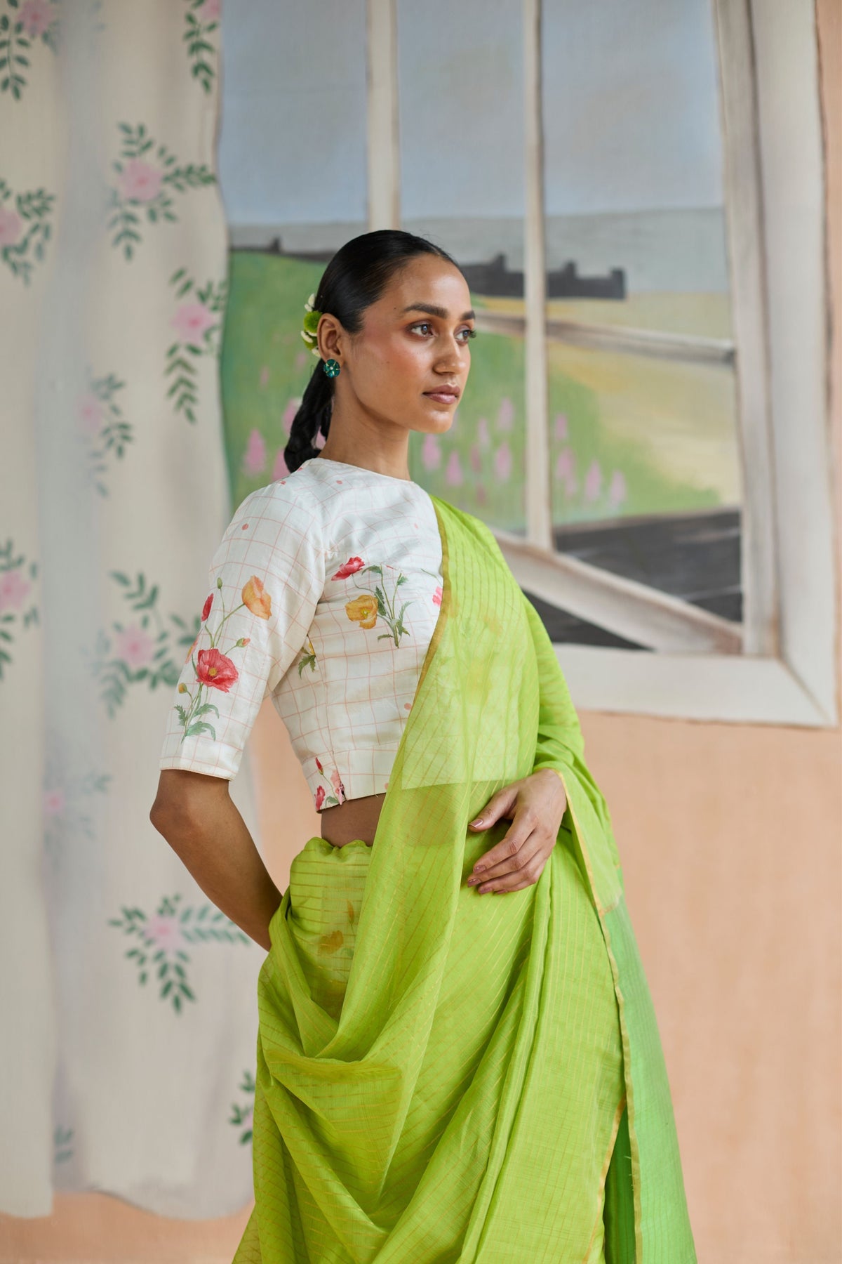 Fern Trail Chanderi Sari