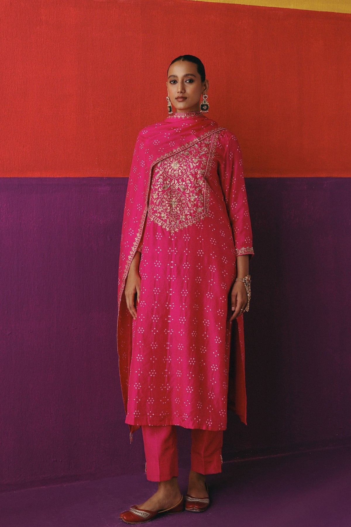 Flower Bandhani Kurta Set