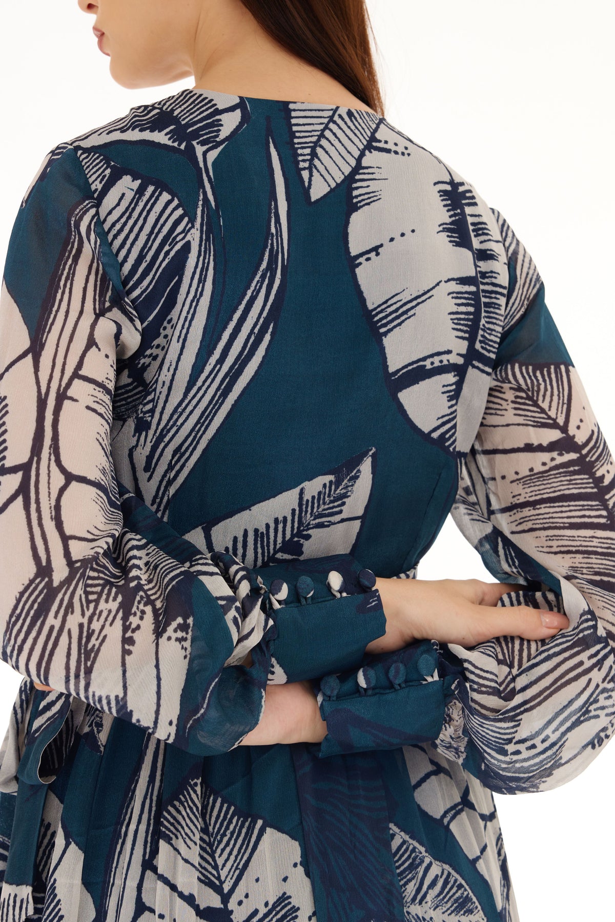 Blue and White Wrap Dress