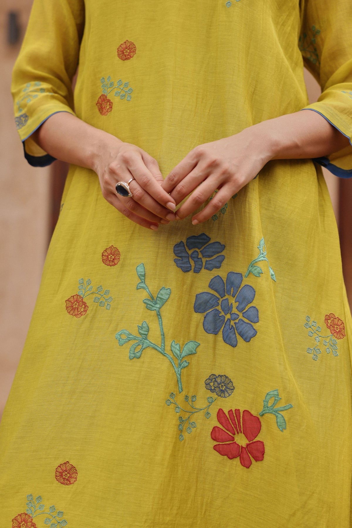 Citrine Applique Bloom Tunic Set