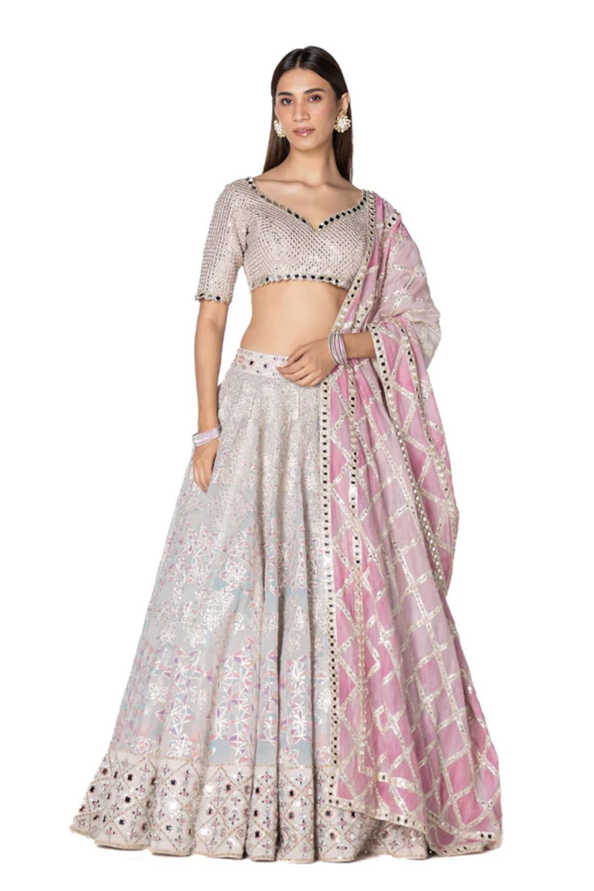 Printed Pink Gotta Lehenga Set