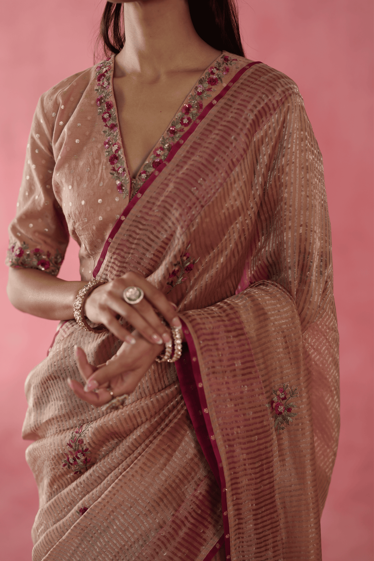 Beige Anjeer Saree