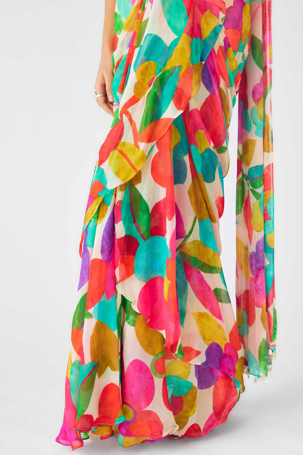Multicolor Abstract Saree Set