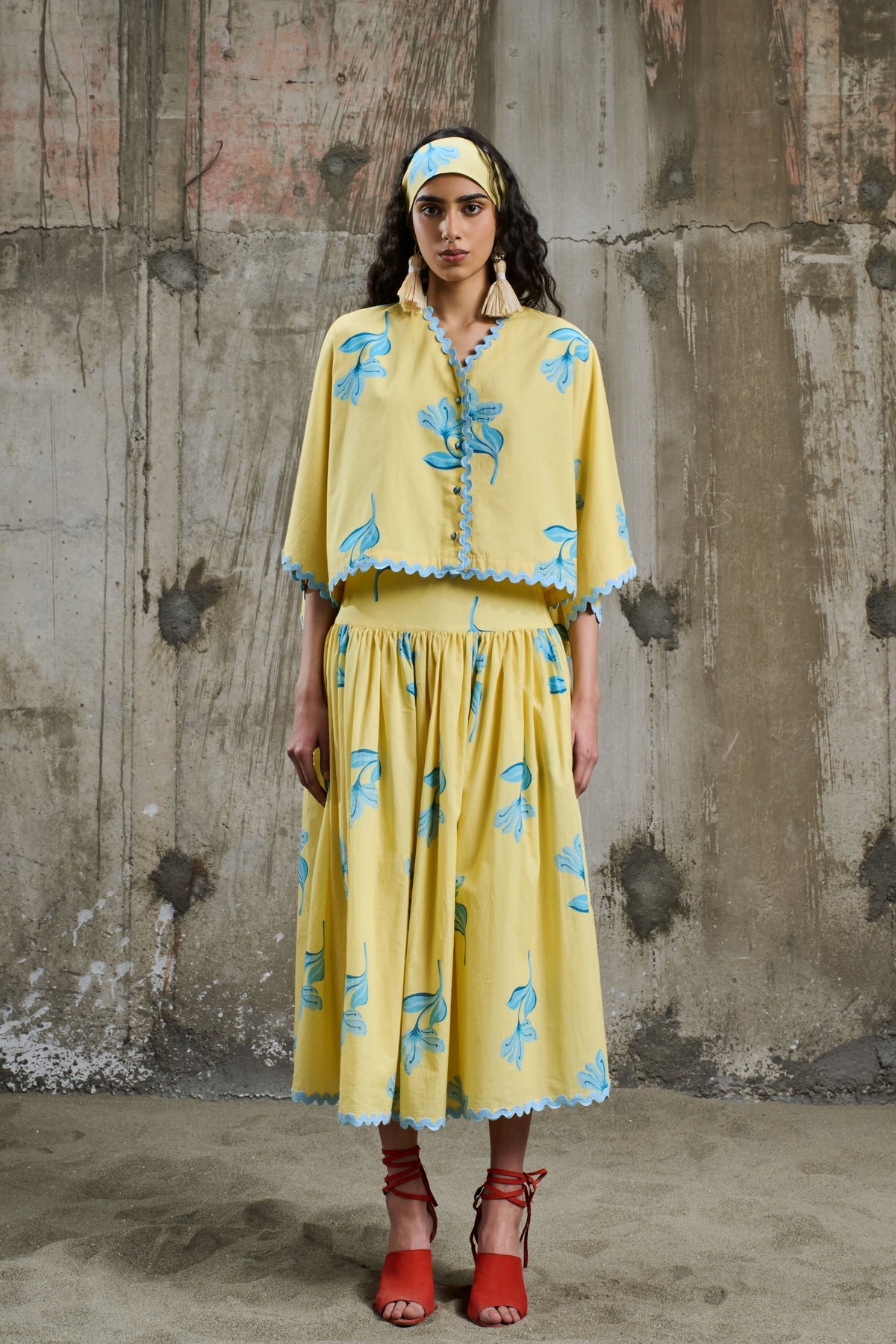 Sunlit Bloom Midi Skirt