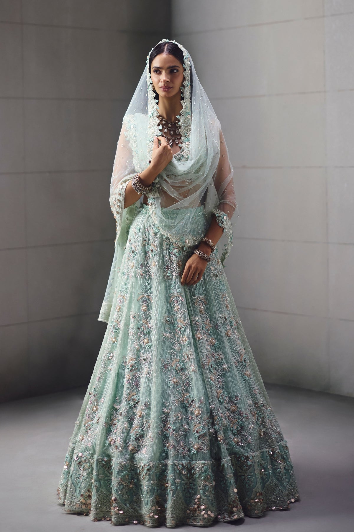 Aqua Embellished Lehenga Set