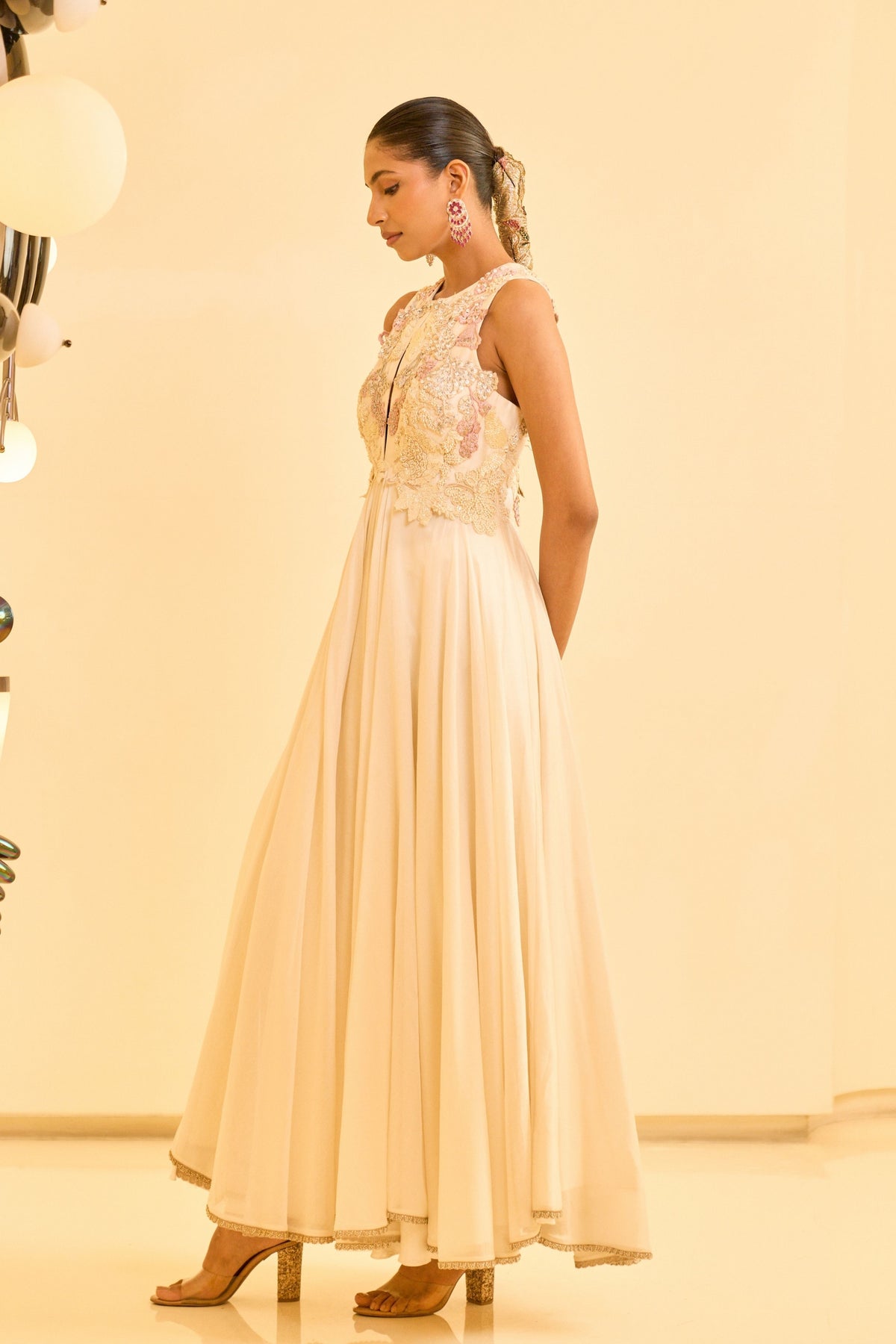Ivory Blossom Anarkali Set