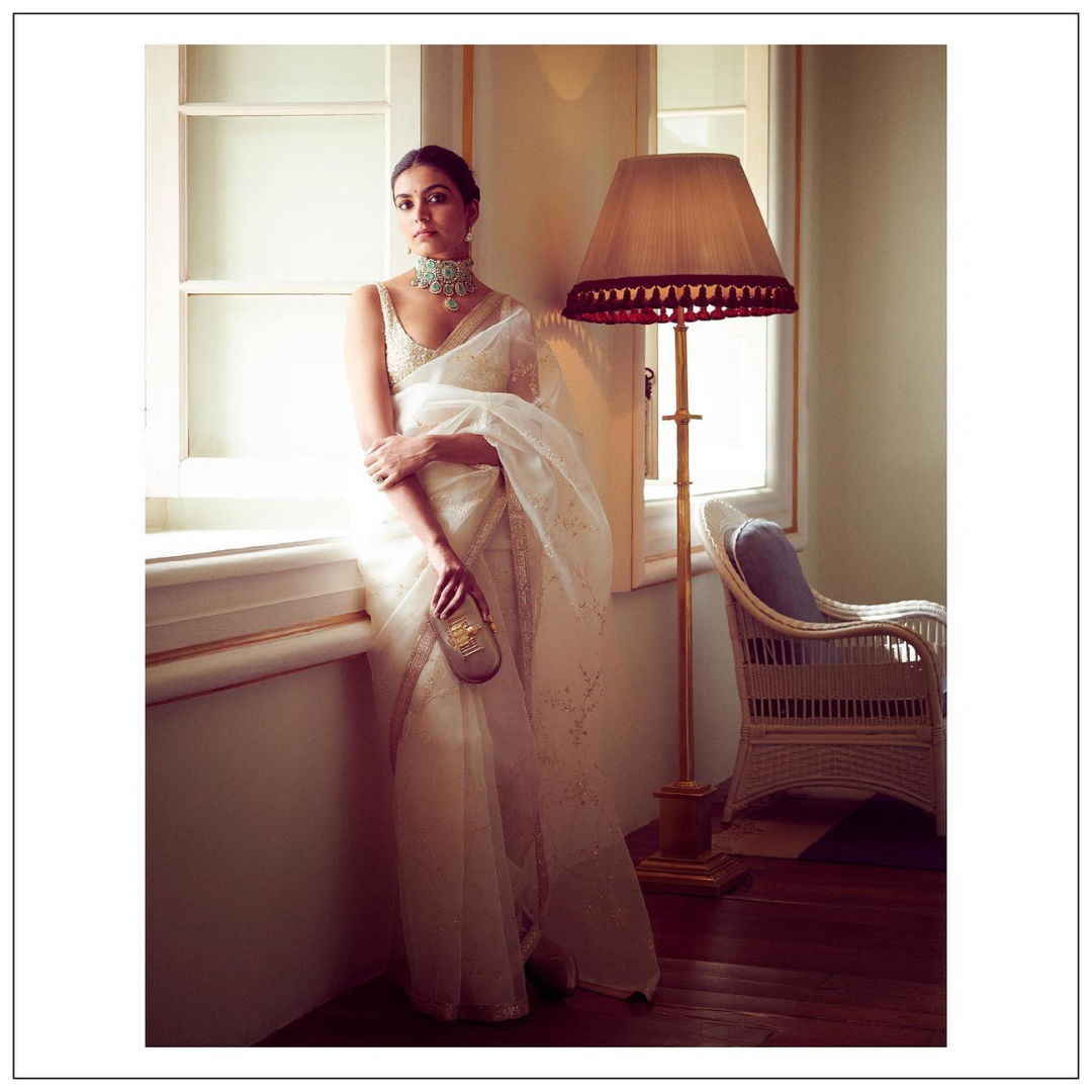 Niloufer Saree in Ivory
