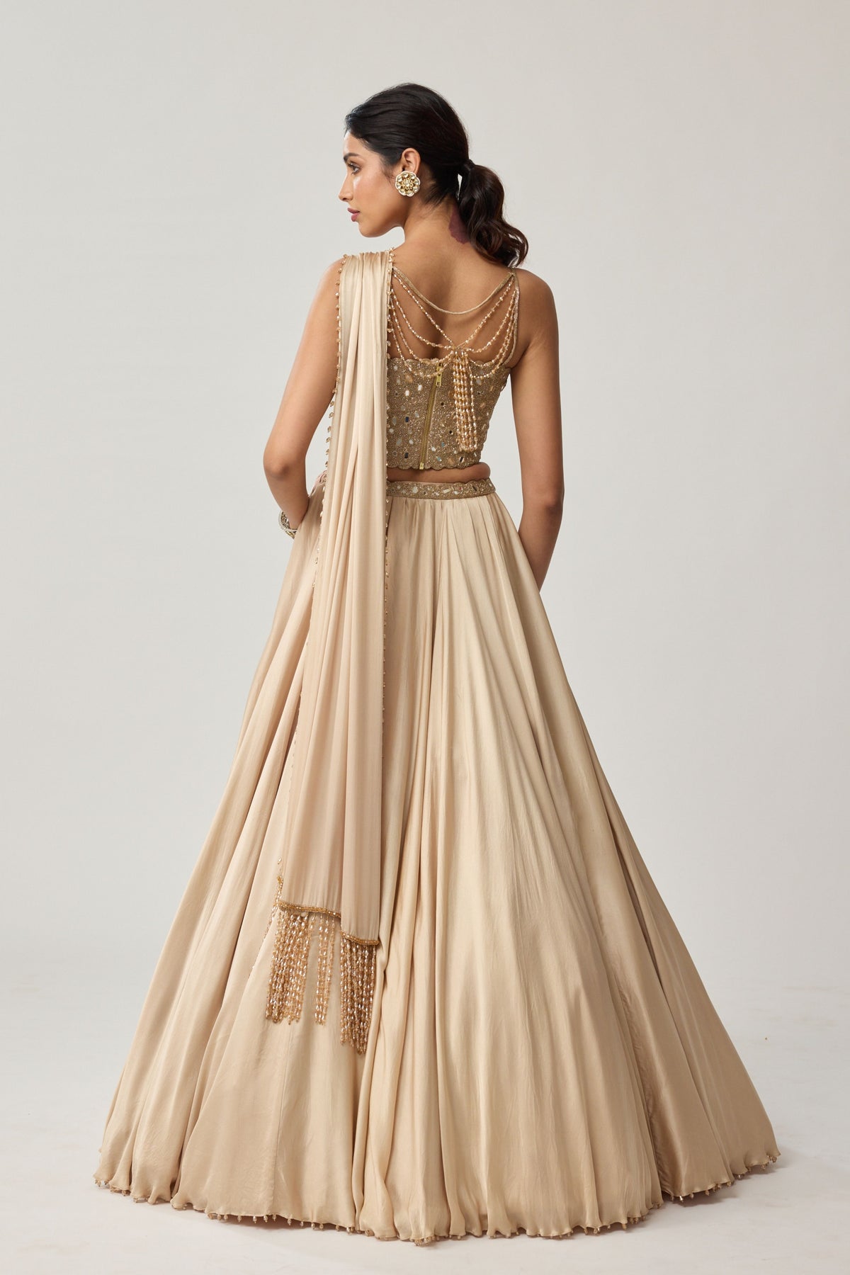 Light Beige Mirror Lehenga Set