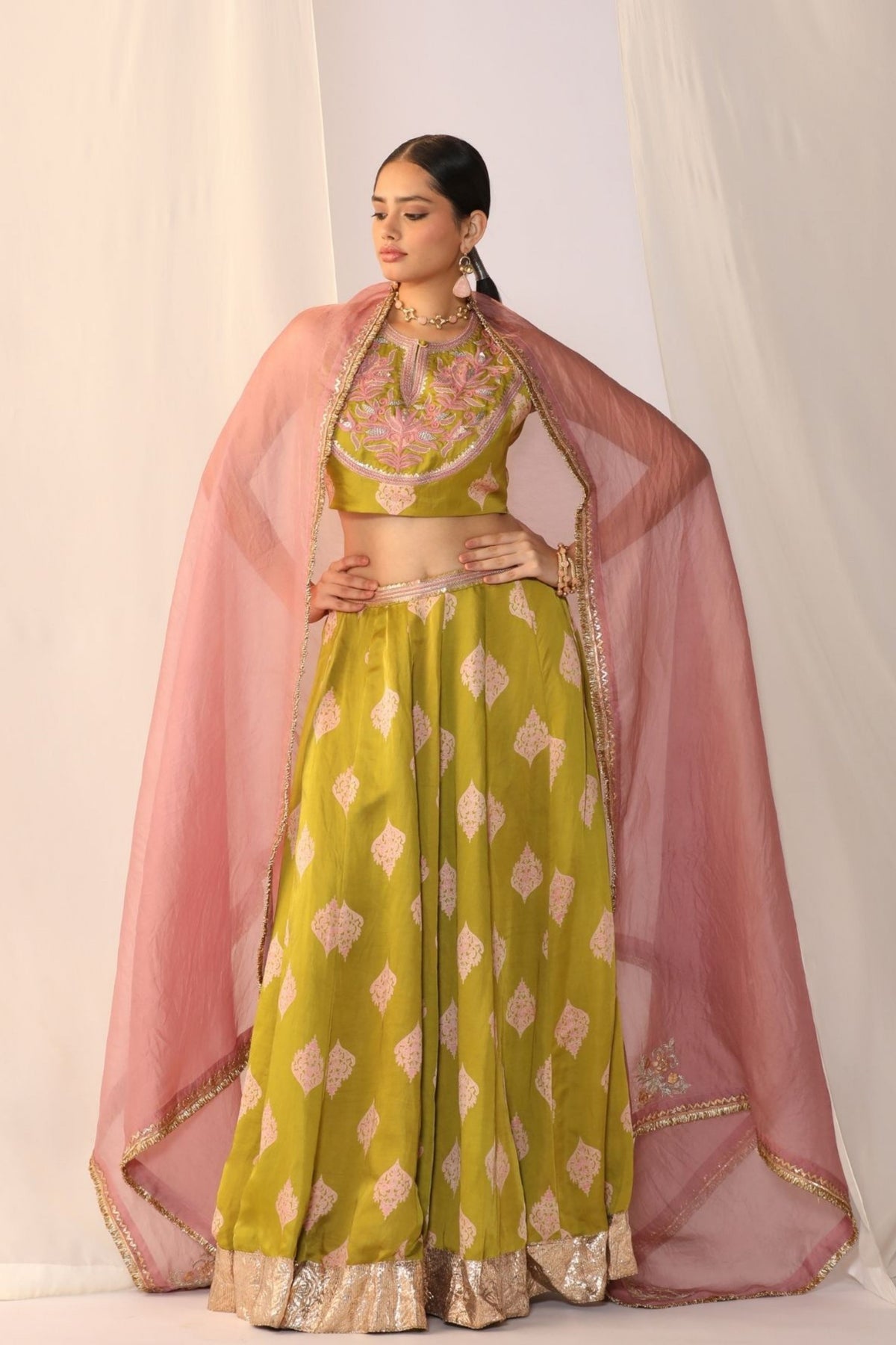 Leaf Green Elegant Lehenga Set
