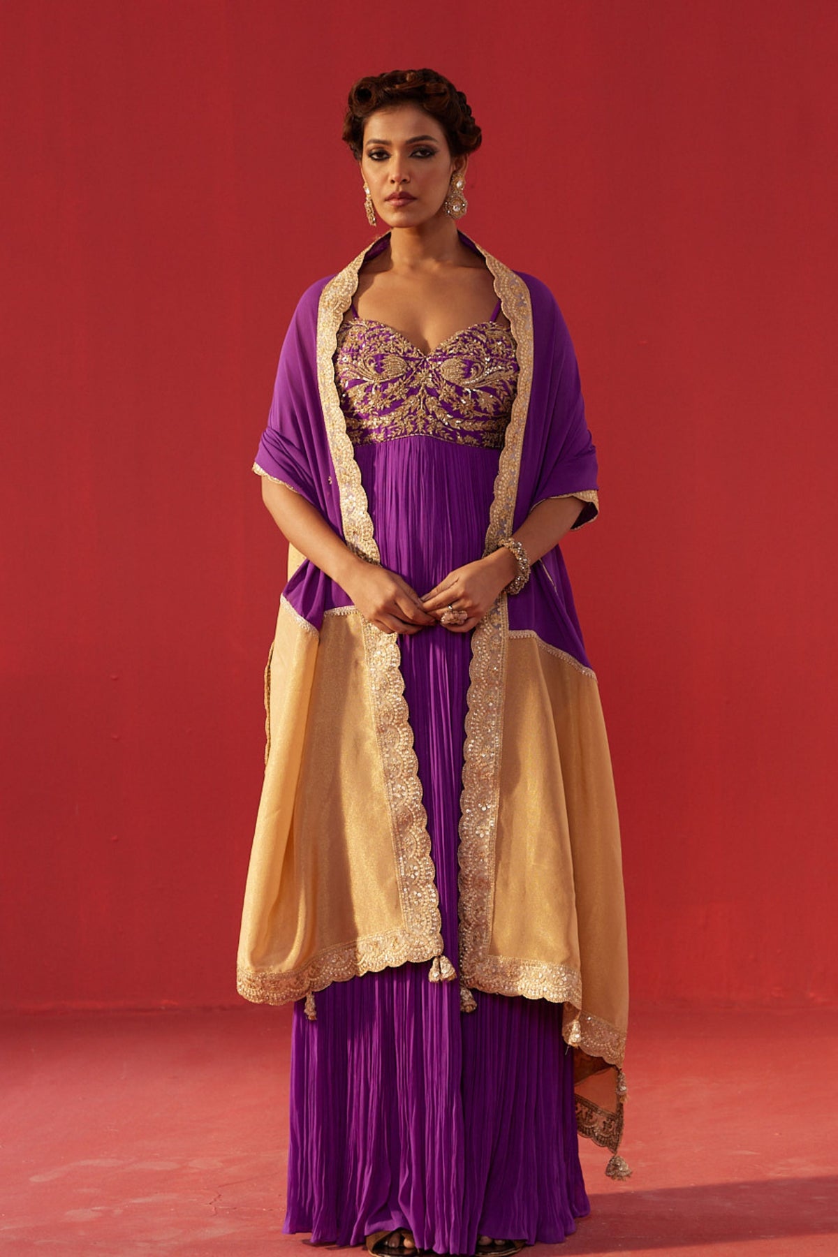 Purple Embroidered Anarkali
