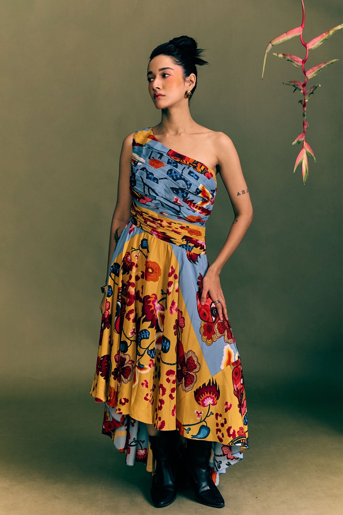 Wildbloom Printed  Long Dress Pleated