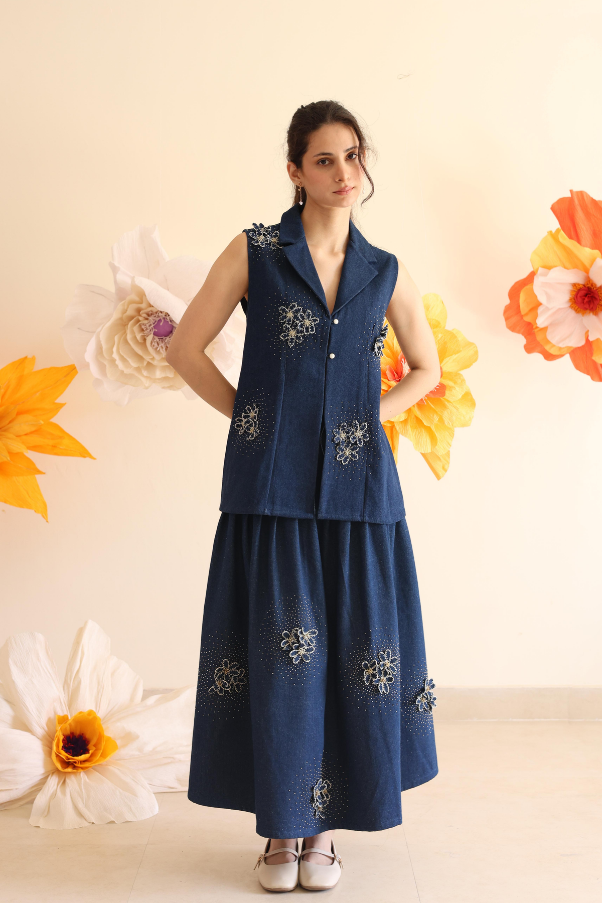 Midnight Blue Pleated Skirt