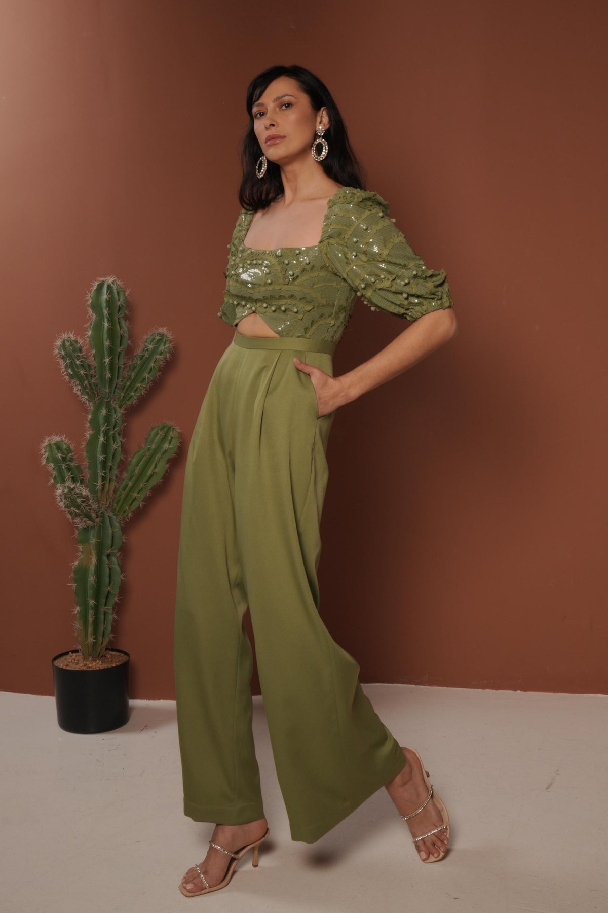 Sequinned Jumpsuit With Applique