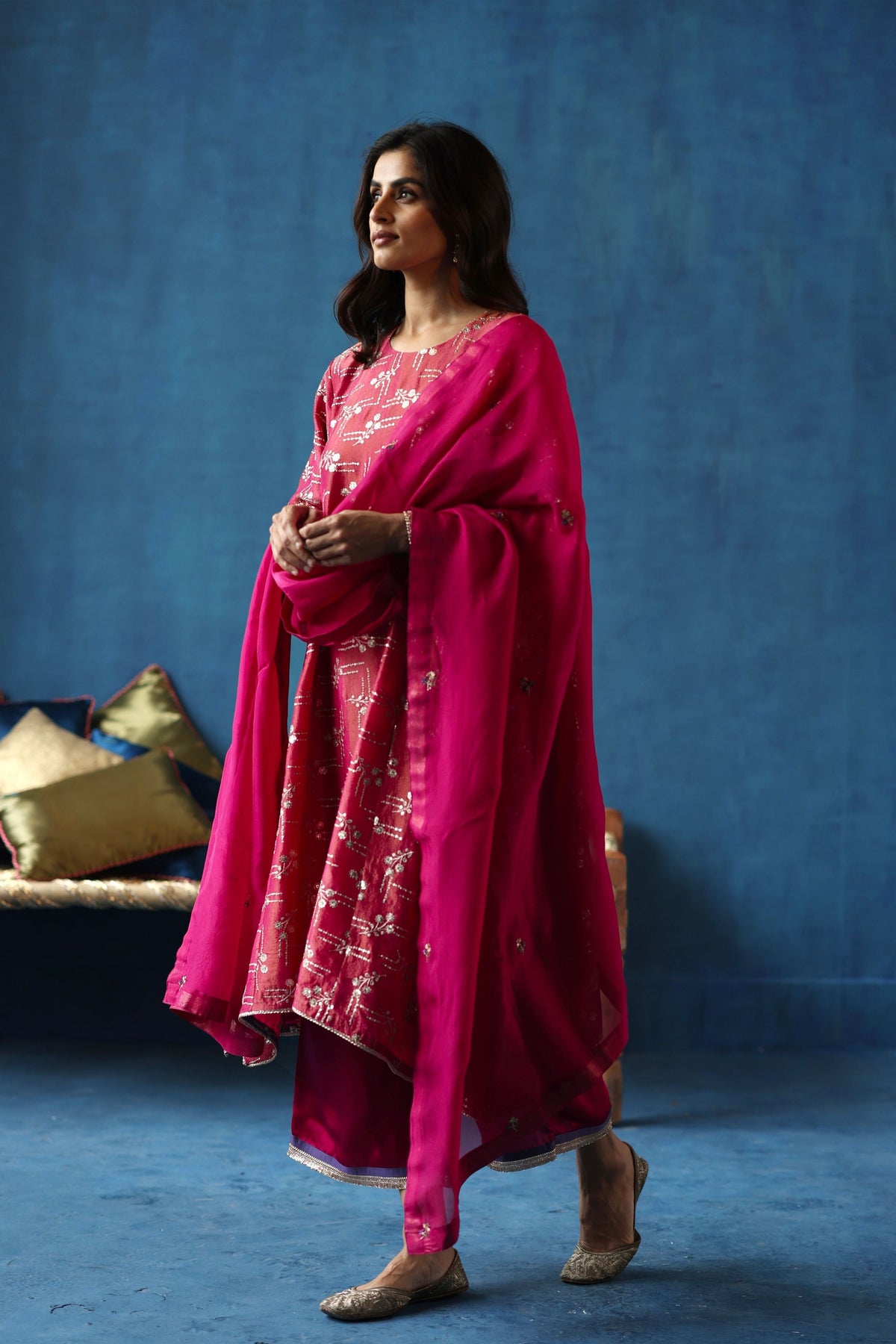 Fuchsia Aam Panna Kurta Set