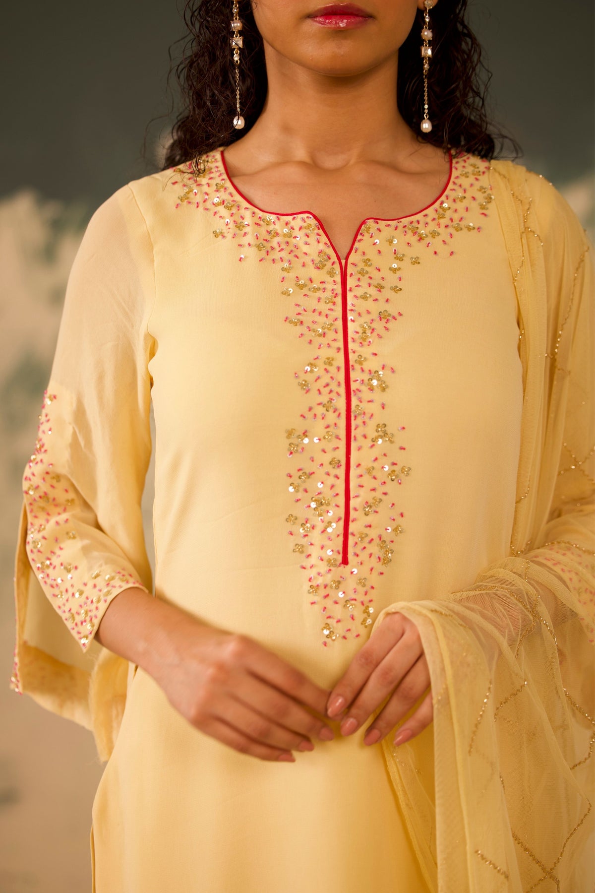 Light Yellow Kurta Set