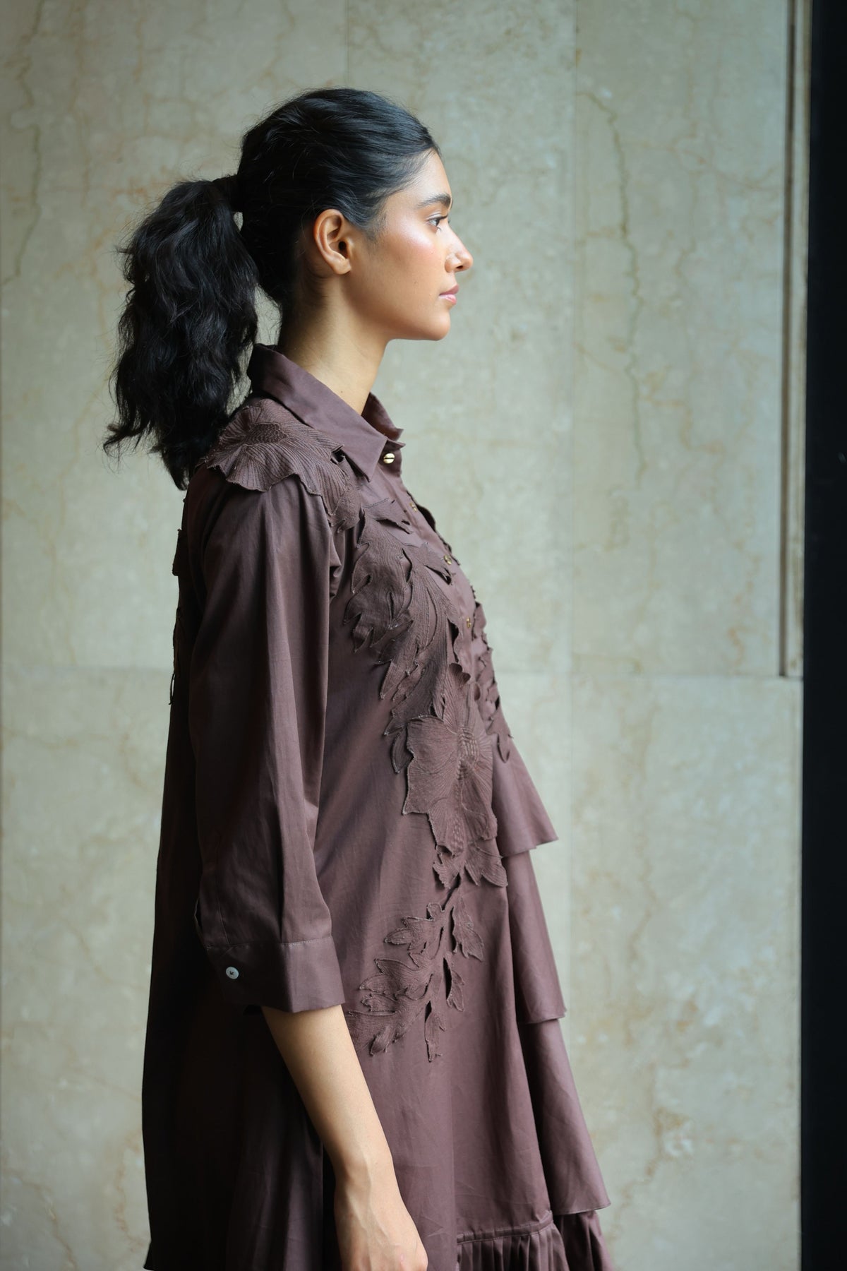 Poppy Mirage Flare Brown Dress