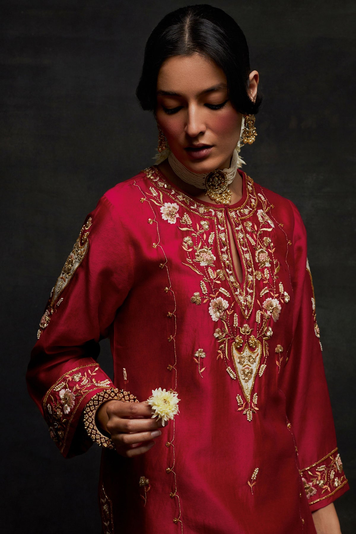 Red Short Kurta Set