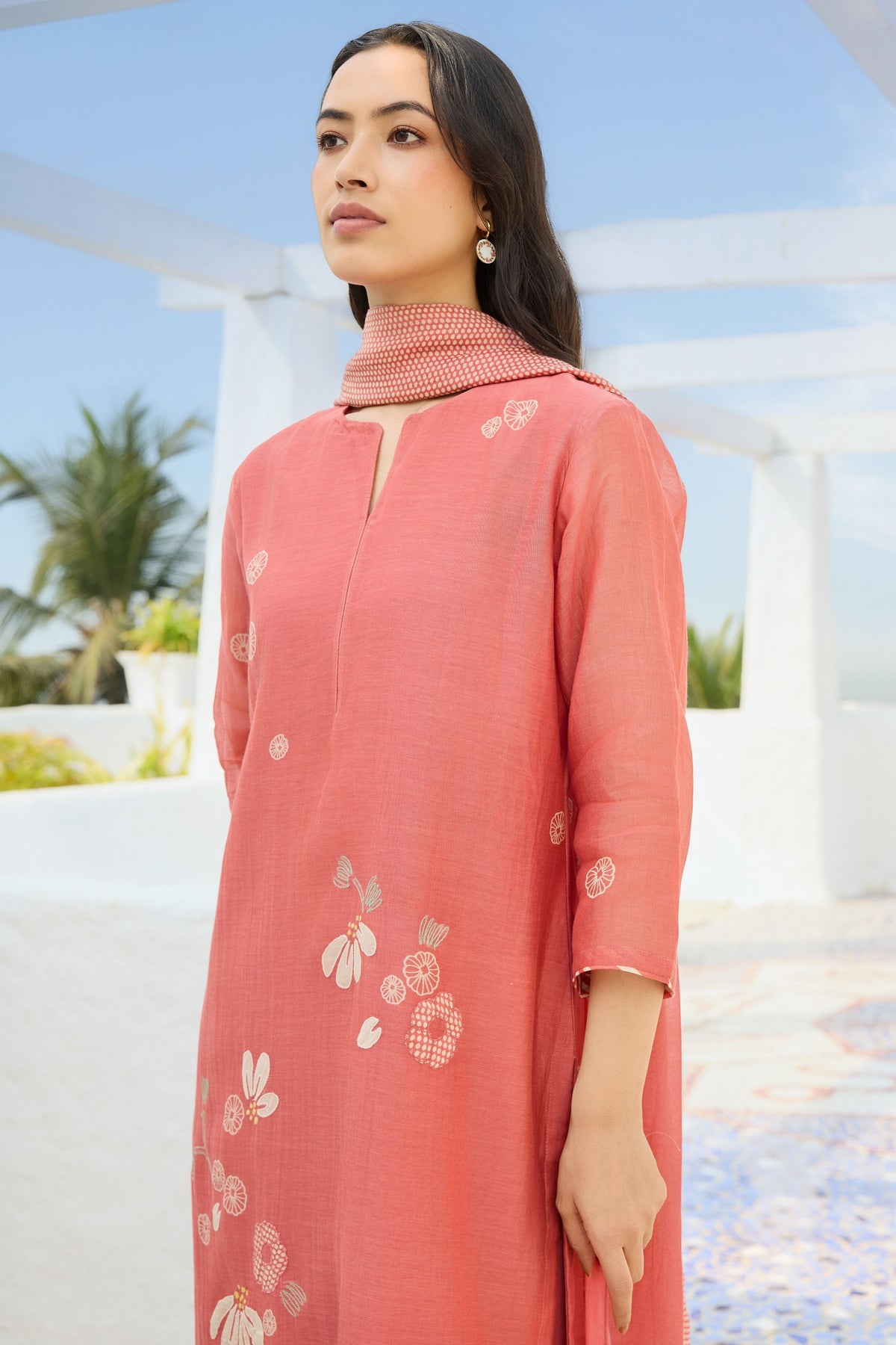 Hibiscus Applique Kurta Set