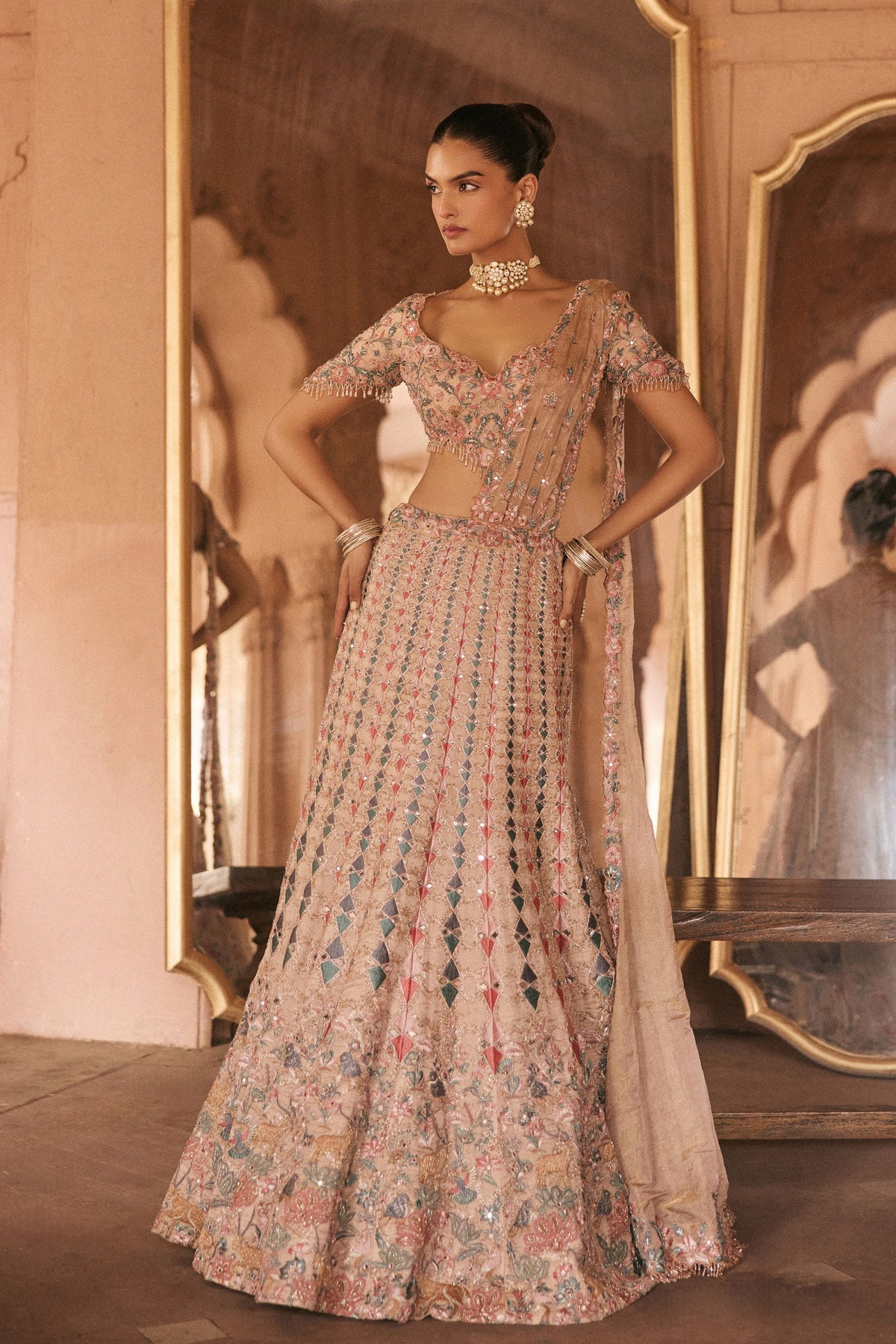 Multi Coloured Innovative Lehenga Set
