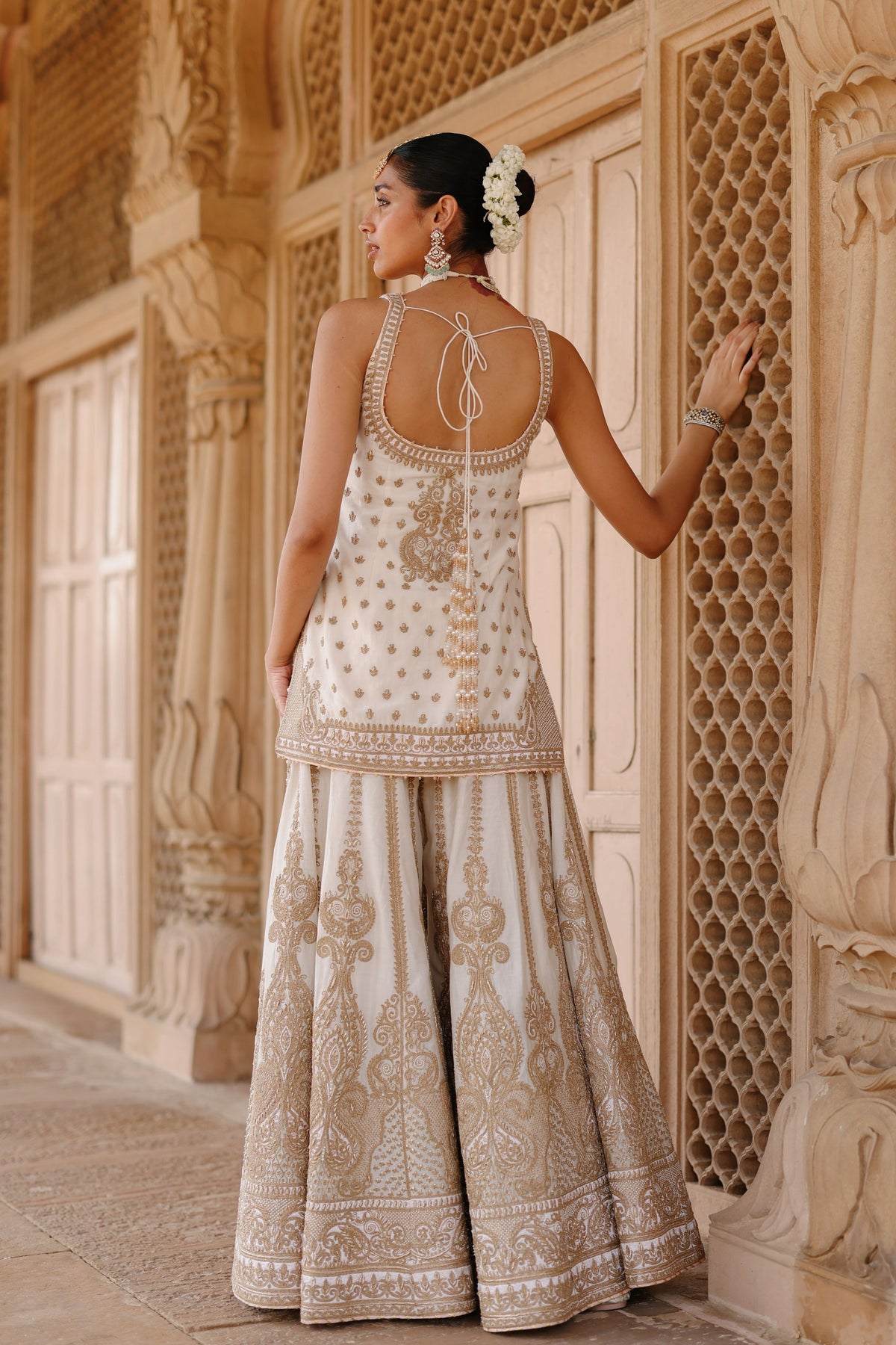 Shabnam Ivory Sharara Set